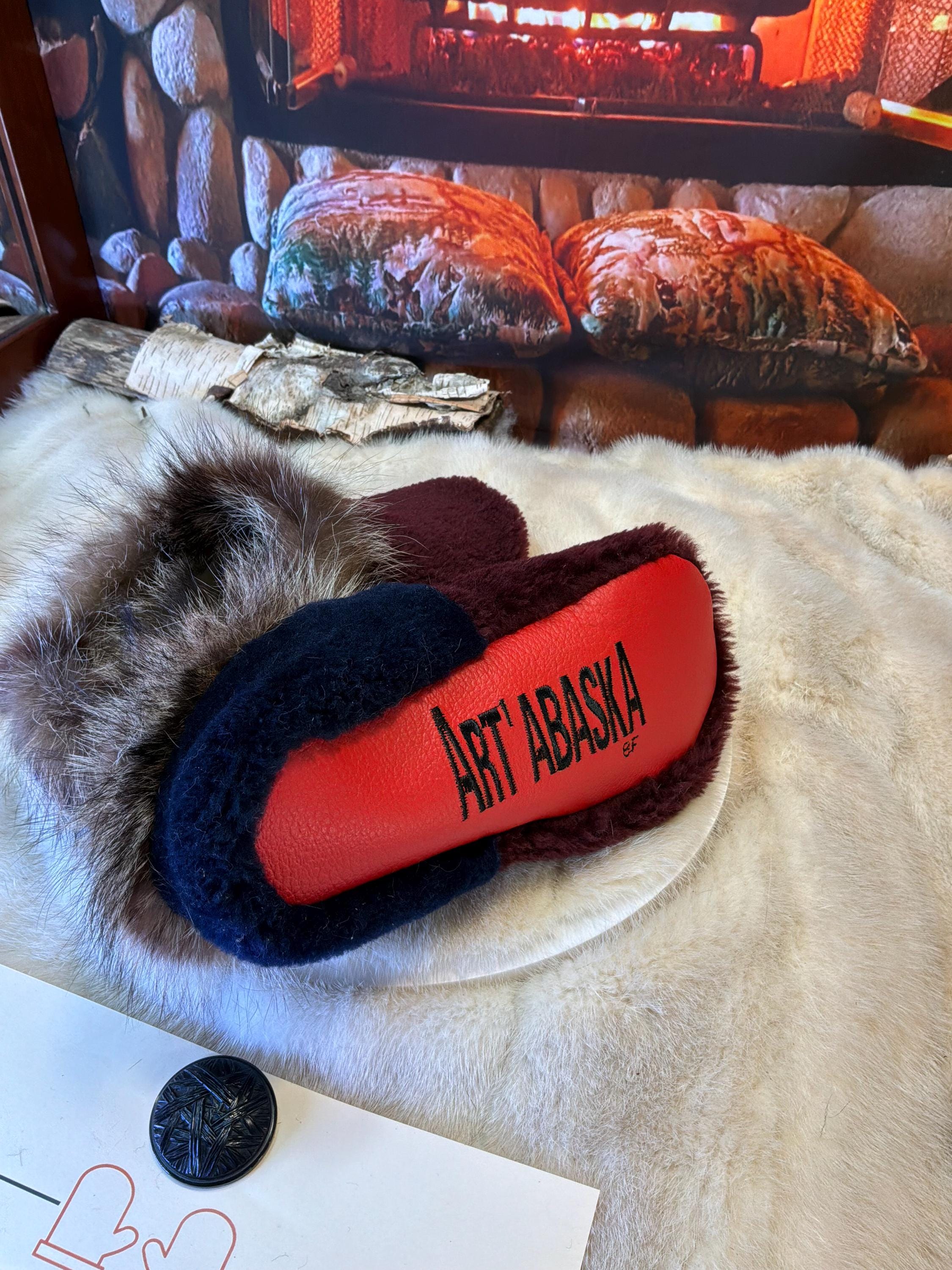 Slipper Johanne pointure 6 femme – Sherling italien & cuir recyclé, pièce unique faite à la main au Québec