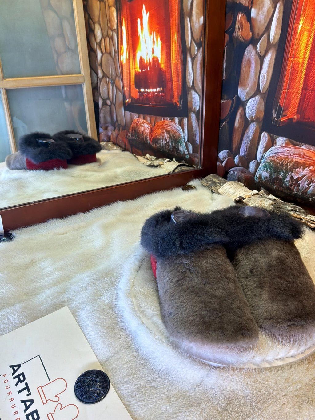 Slipper Bibiane pointure 7 femme – Sherling italien & cuir recyclé, pièce unique faite à la main au Québec