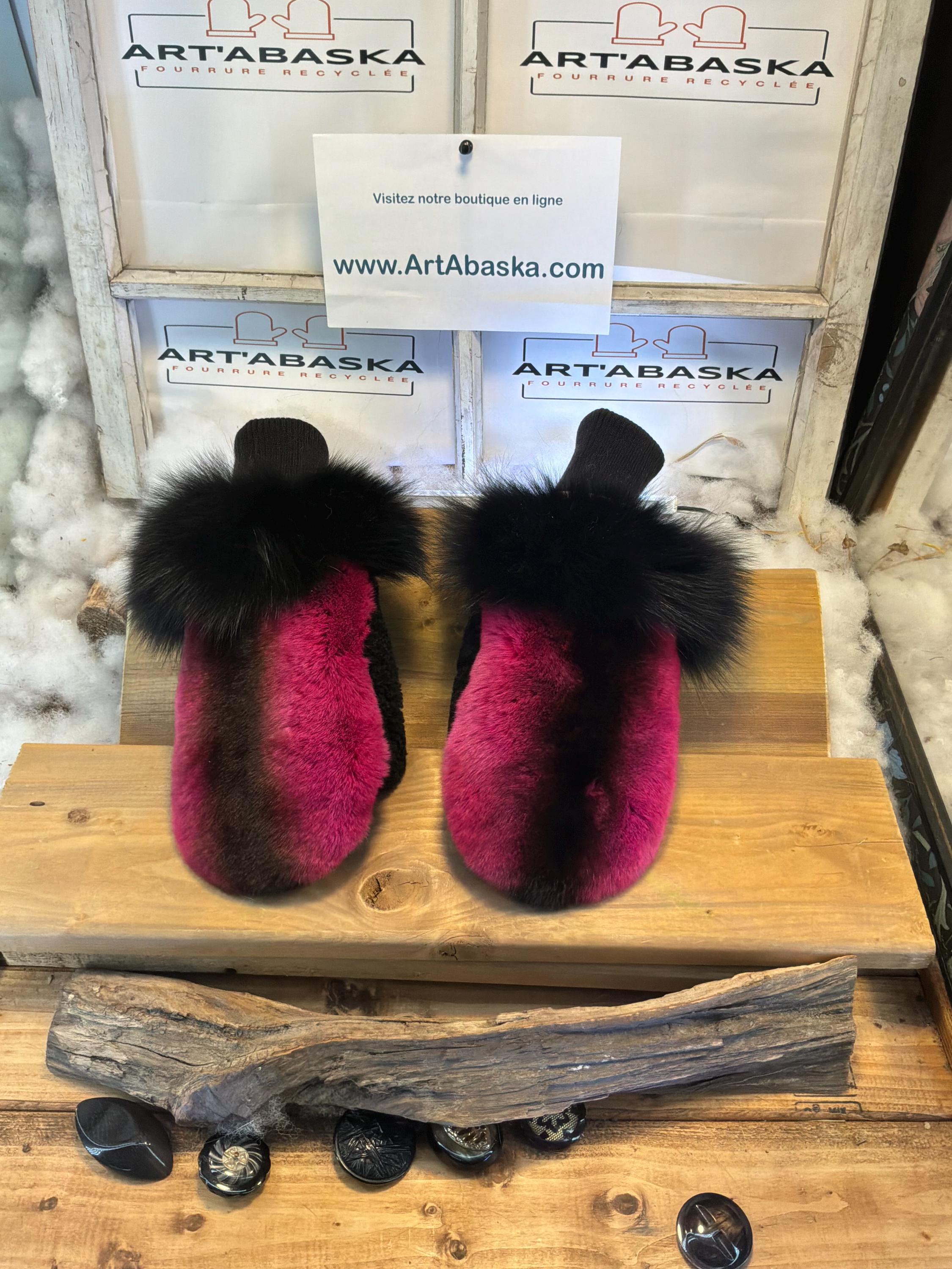 Mitaines de ville Medium Véronique en fourrure recyclée – Faites à la main au Québec – Légères, élégantes, confort urbain – ArtAbaska