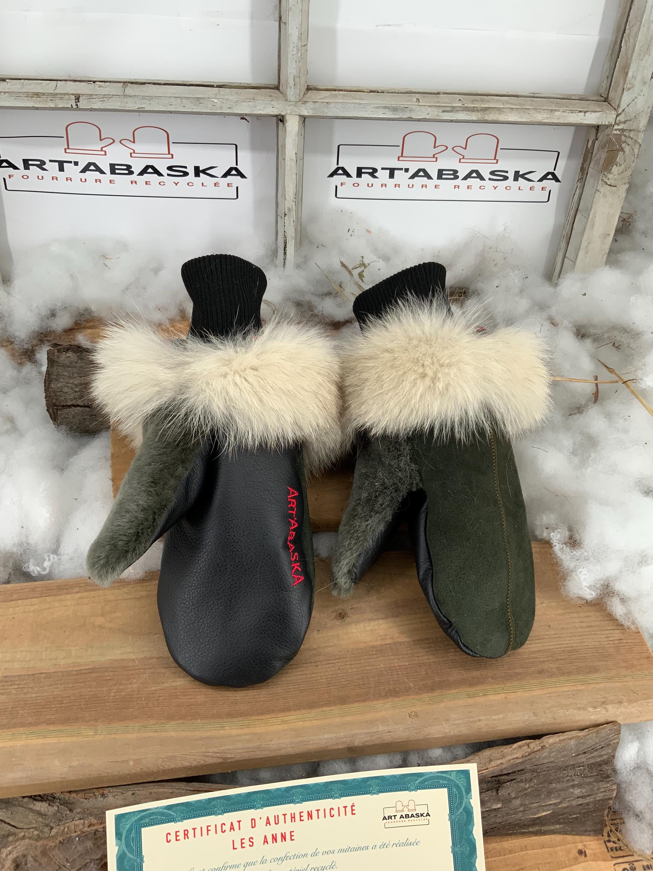 Mitaines de Ville en fourrure et cuir recyclés, Les Anne Grandeur Médium