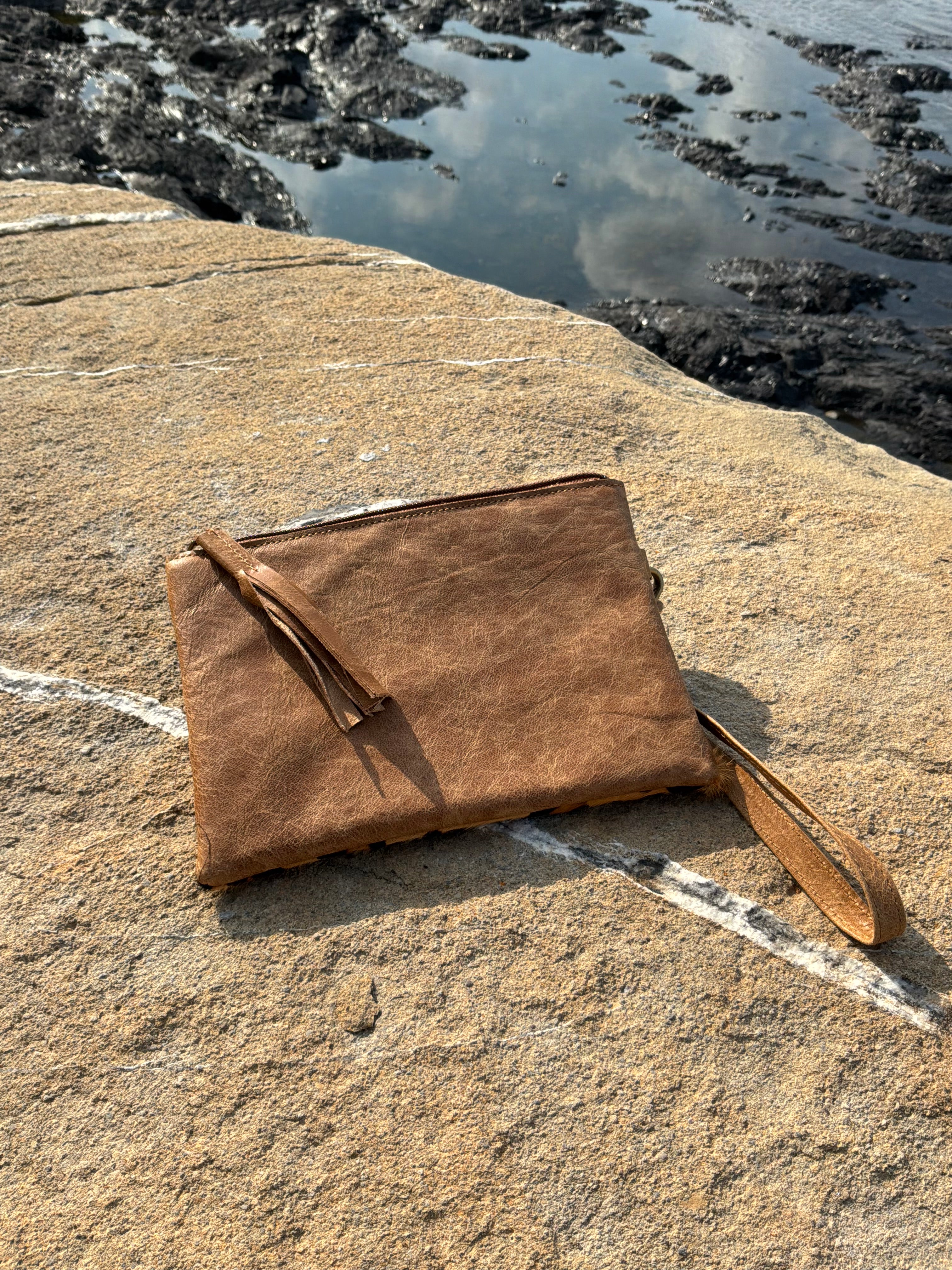 Pochette-portefeuille multifonction en fourrure de vache imprimée Léopard brun – ArtAbaska