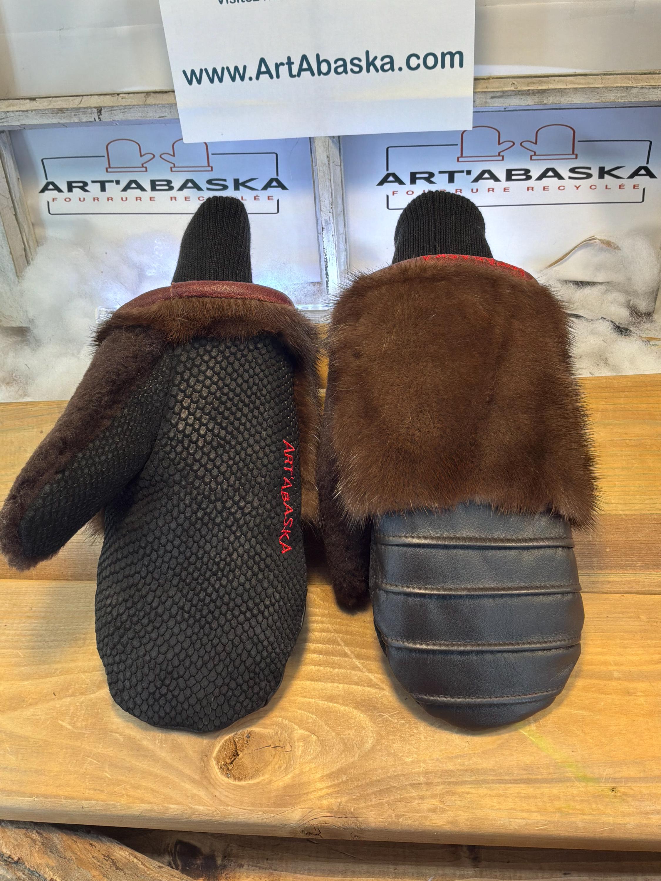Mitaines de ville X-Large Alice en fourrure recyclée – Faites à la main au Québec – Légères, élégantes, confort urbain – ArtAbaska