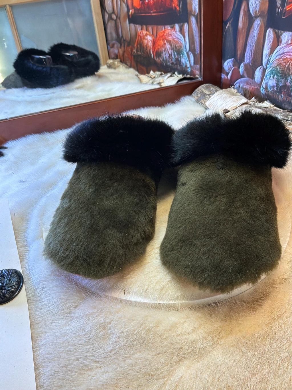 Slipper  Simonne pointure 8 femme – Sherling italien & cuir recyclé, pièce unique faite à la main au Québec