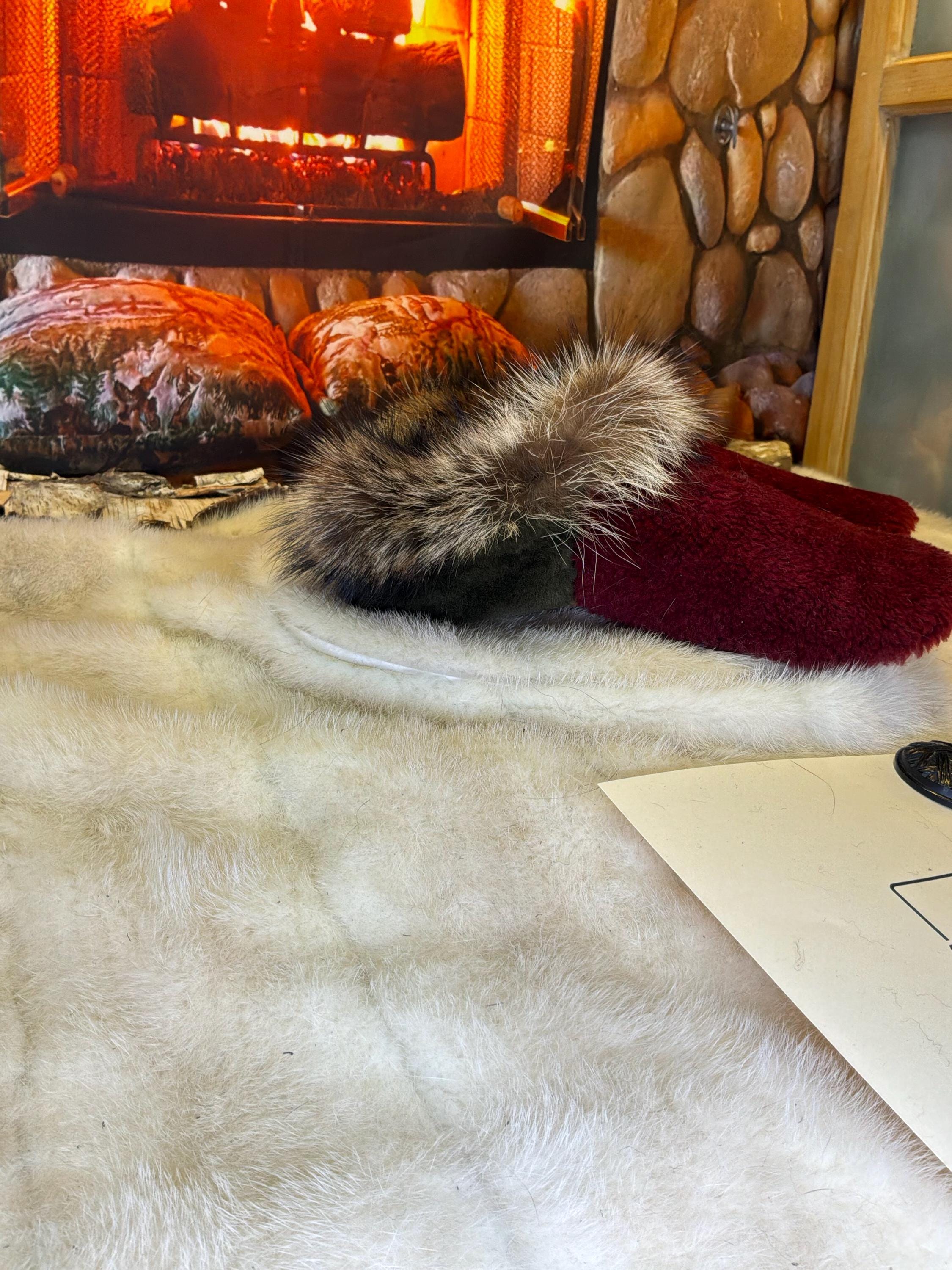 Slipper Yvette pointure 6 femme – Sherling italien & cuir recyclé, pièce unique faite à la main au Québec