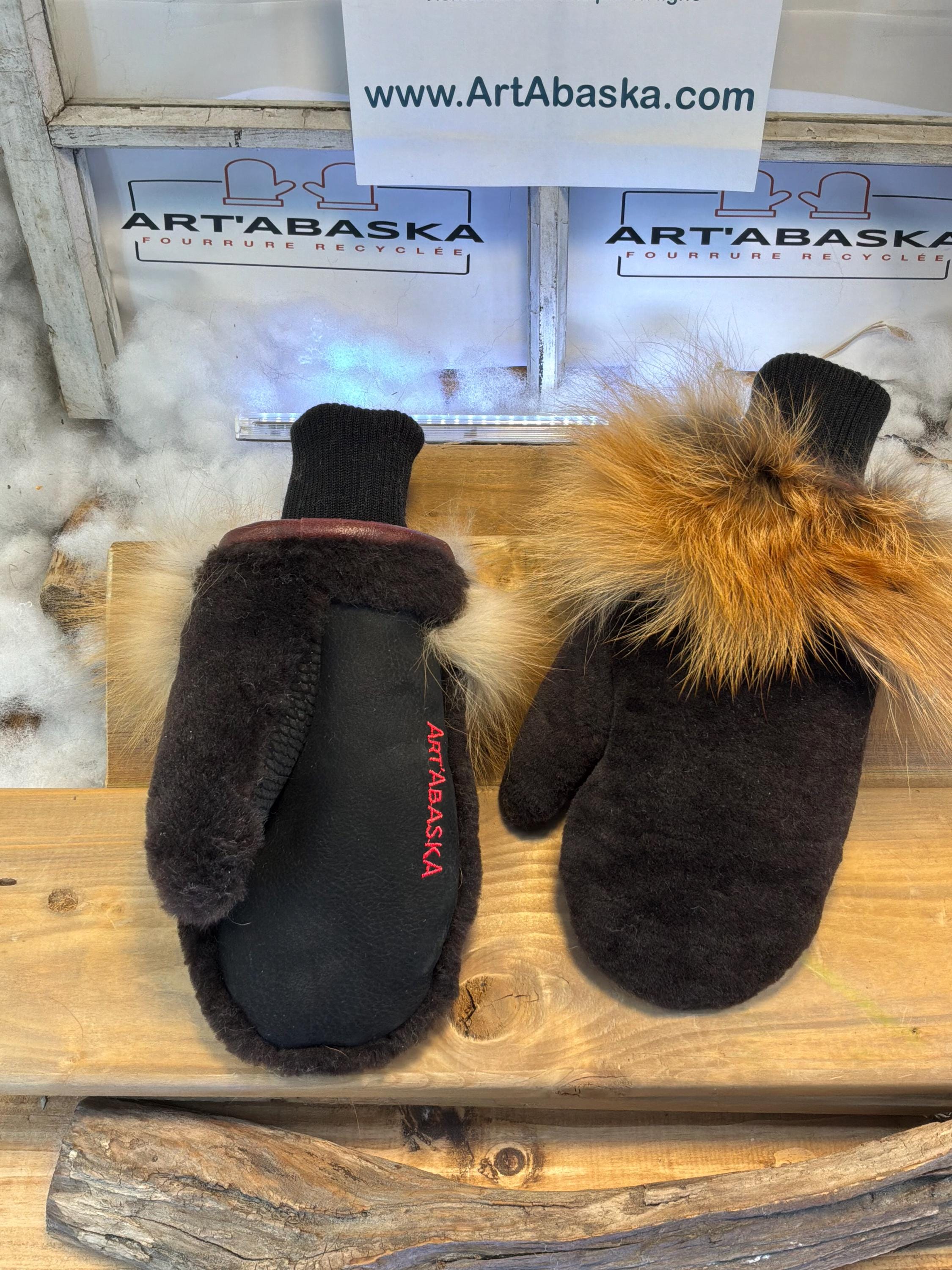 Mitaines de ville Aline Medium  en fourrure recyclée – Faites à la main au Québec – Légères, élégantes, confort urbain – ArtAbaska