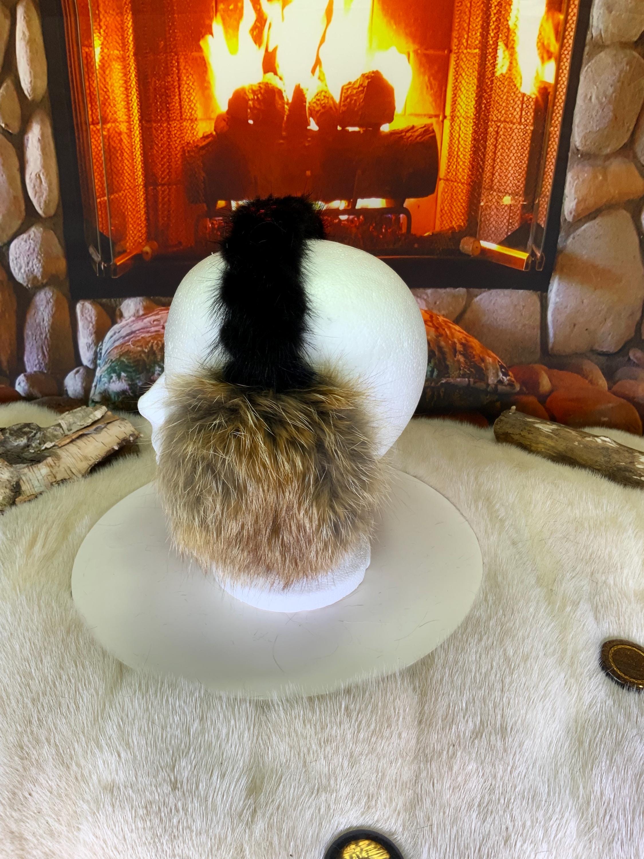 Cache-Oreilles tout en fourrure recyclée édition Rerard roux naturel