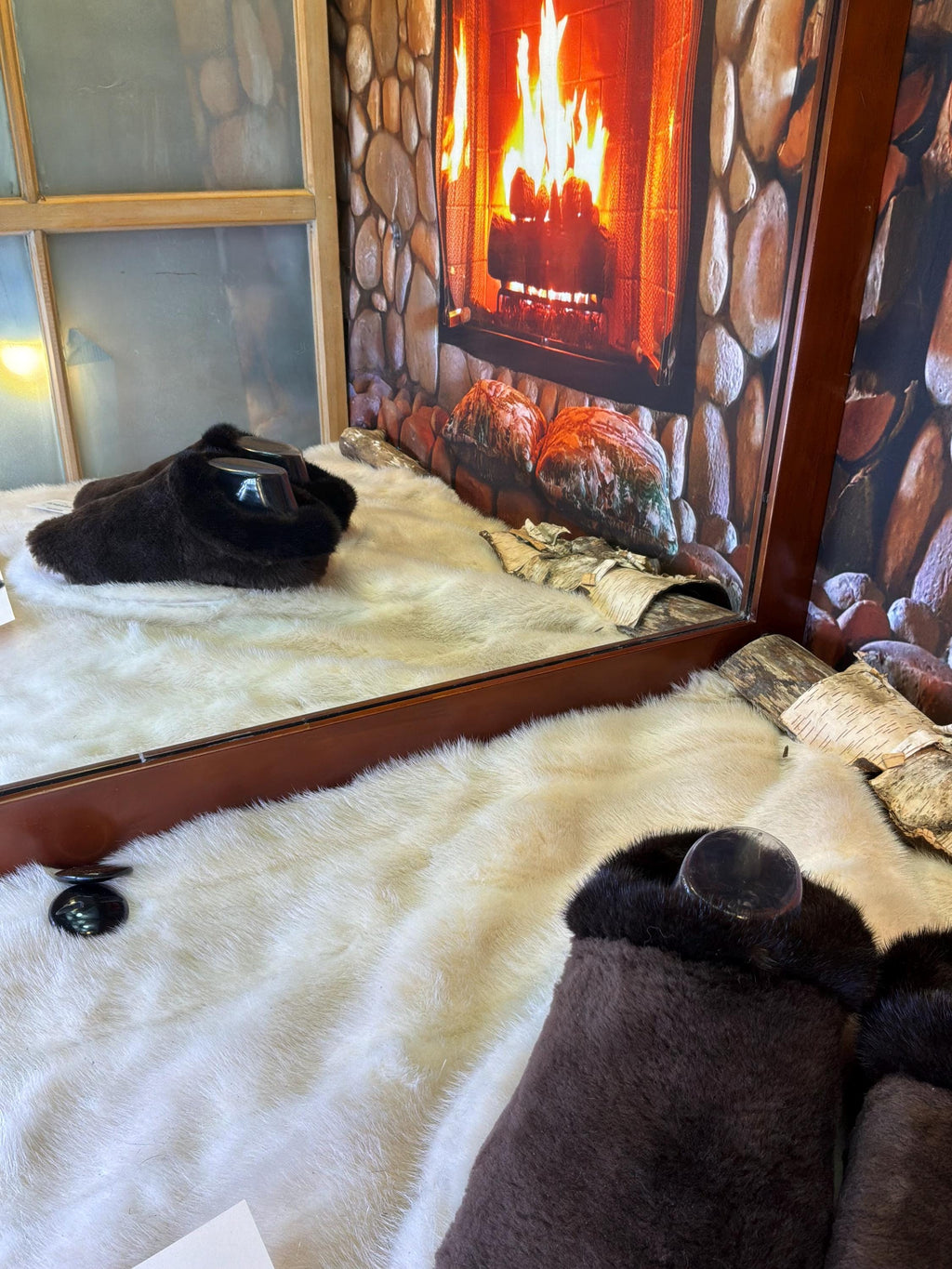 Slipper Simone pointure 8 femme – Sherling italien & cuir recyclé, pièce unique faite à la main au Québec