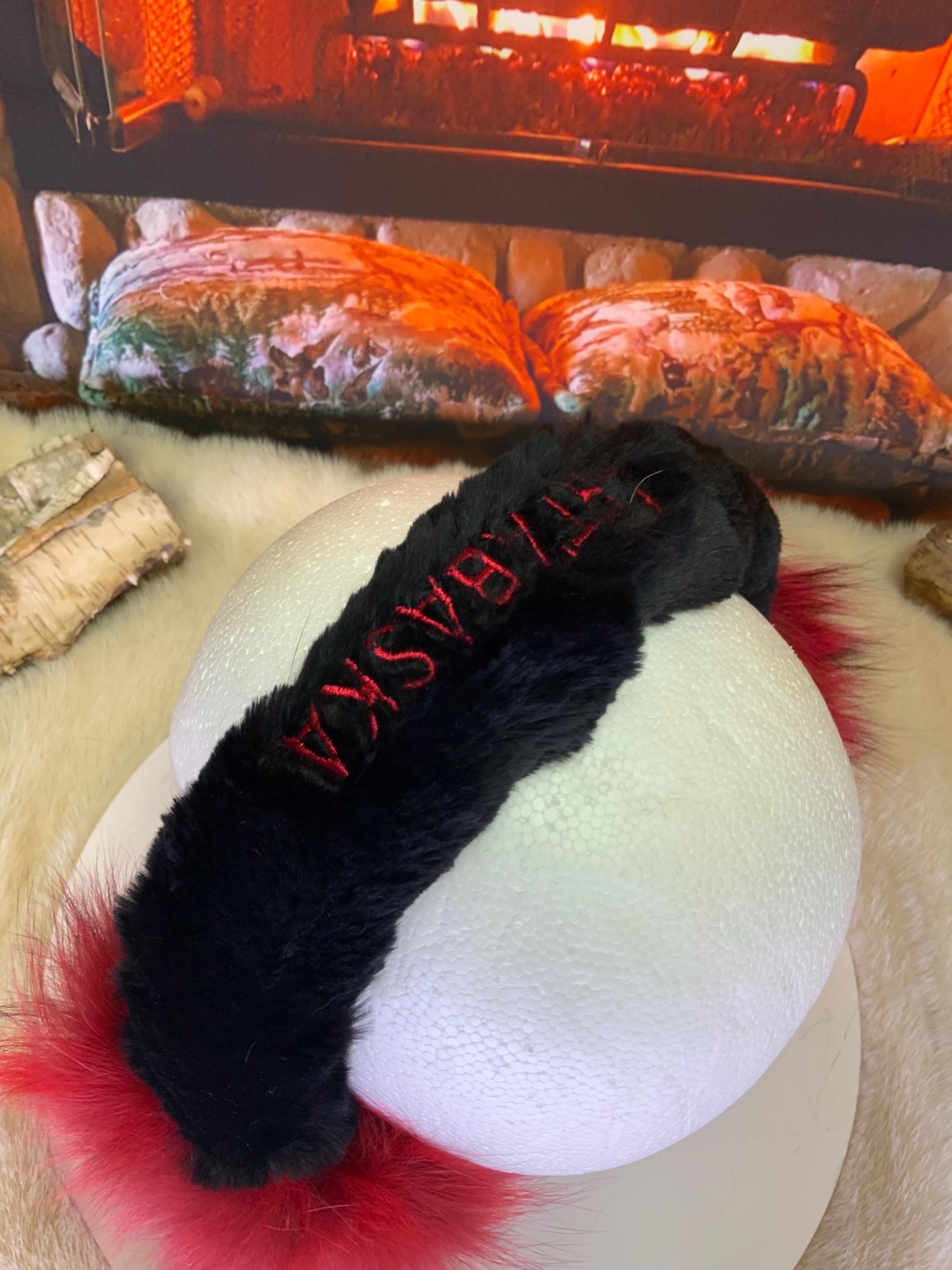 Cache-Oreilles tout en fourrure recyclée édition Rerard teint et cousu patchwork