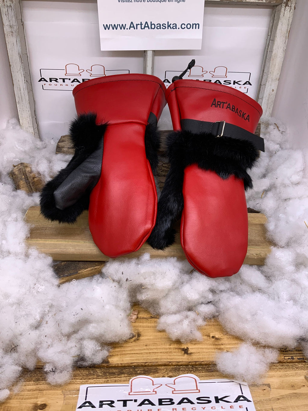 Mitaines Les Yvonne – édition cuir, taille X-Large, faites à la main au Québec ❤️🖤
