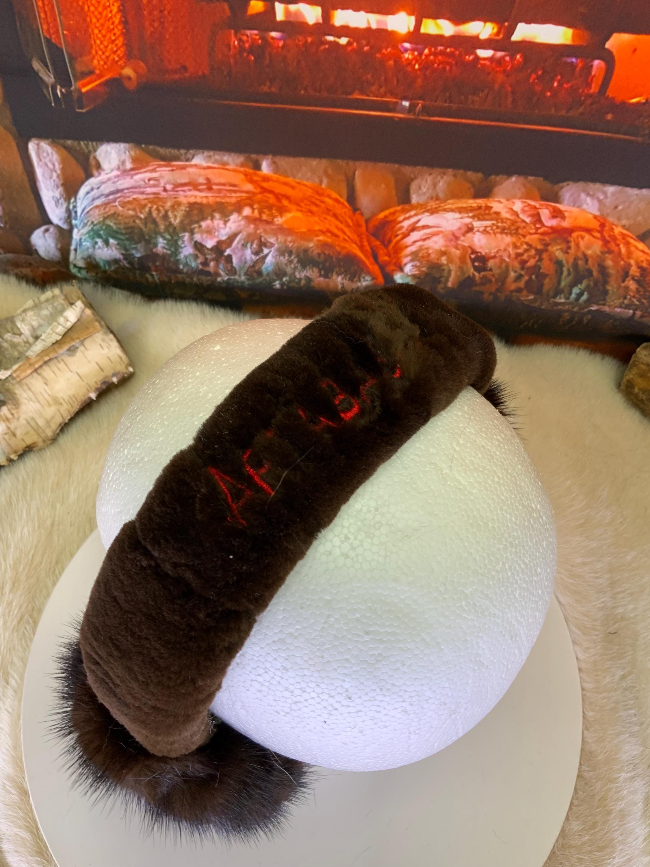 Cache-Oreilles tout en fourrure recyclée édition Vison brun naturel recyclé Les Francine