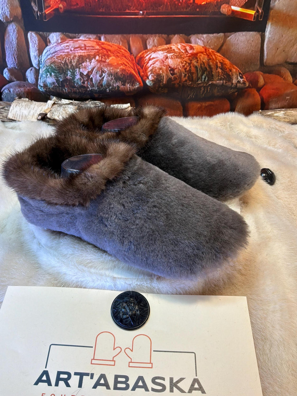 Slipper Armande pointure 9 Homme / 11 Femme – Sherling italien & cuir recyclé, pièce unique faite à la main au Québec