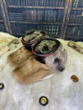 Mocassin d’intérieur Les Mariette – pointure 10 homme – fait à la main au Québec, cuir & fourrure recyclés, pièce unique artisanale