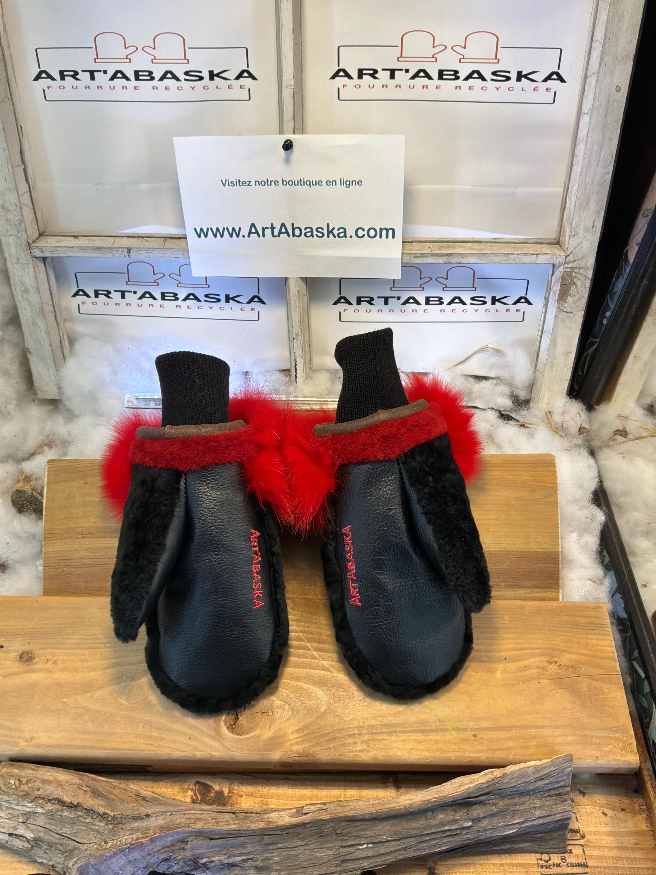 Mitaines de ville Médium Lise en fourrure recyclée – Faites à la main au Québec – Légères, élégantes, confort urbain – édition brodée