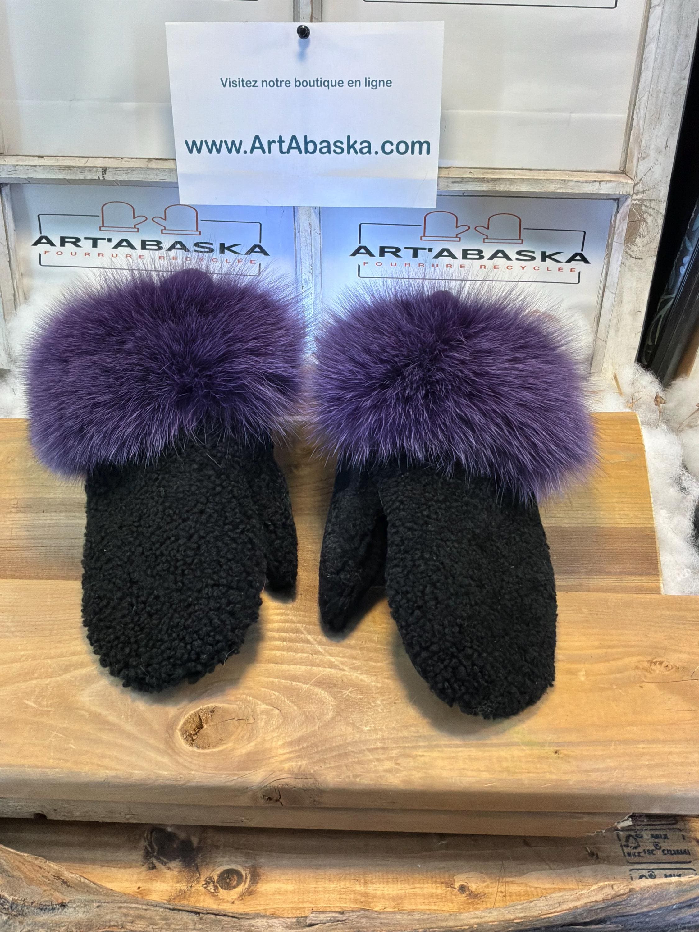 Mitaines de ville Medium Raymonde en fourrure recyclée – Faites à la main au Québec – Légères, élégantes, confort urbain – ArtAbaska