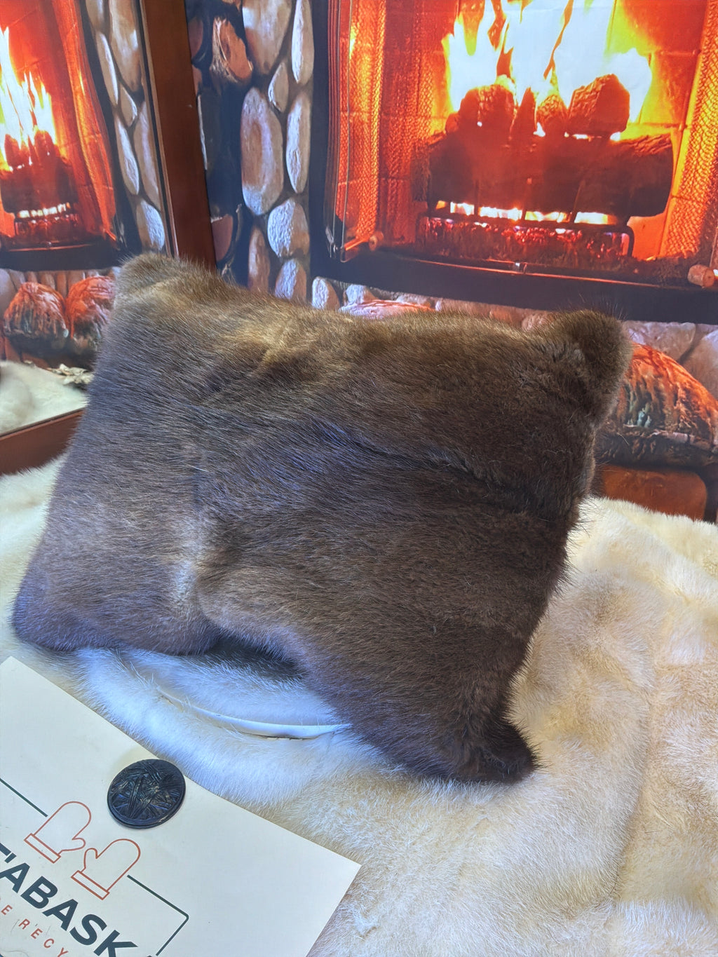 Coussin décoratif Jeanne en fourrure recyclée de Rat Musqué