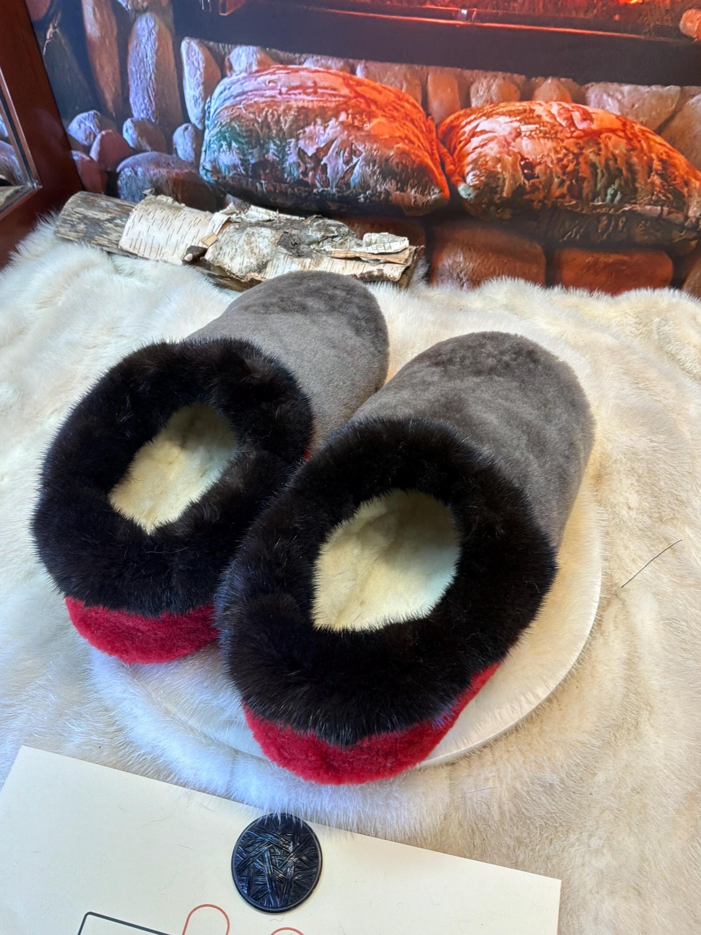 Slipper Magella pointure 11 Homme – Sherling italien & cuir recyclé, pièce unique faite à la main au Québec