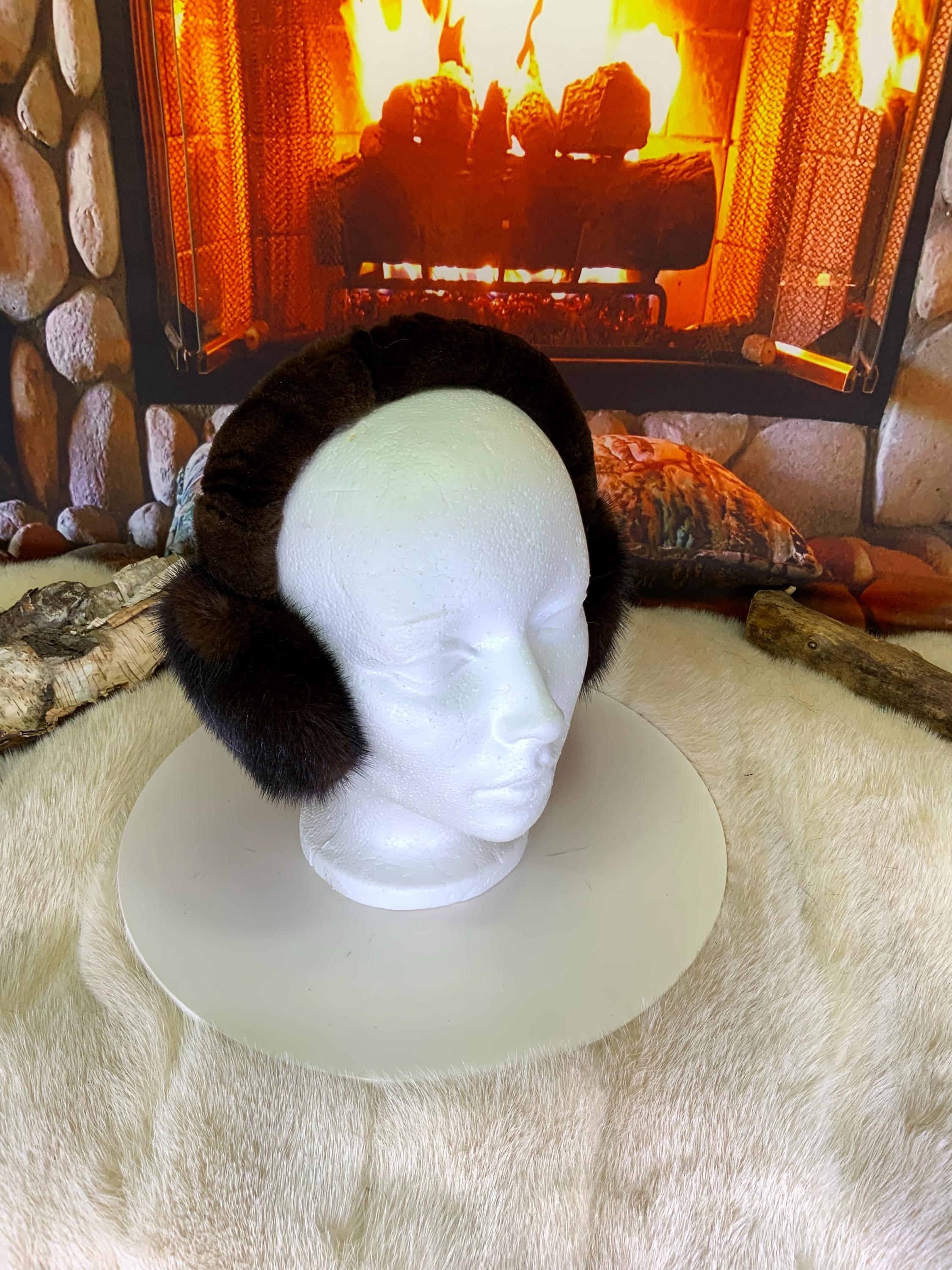 Cache-Oreilles tout en fourrure recyclée édition Vison brun naturel recyclé Les Francine