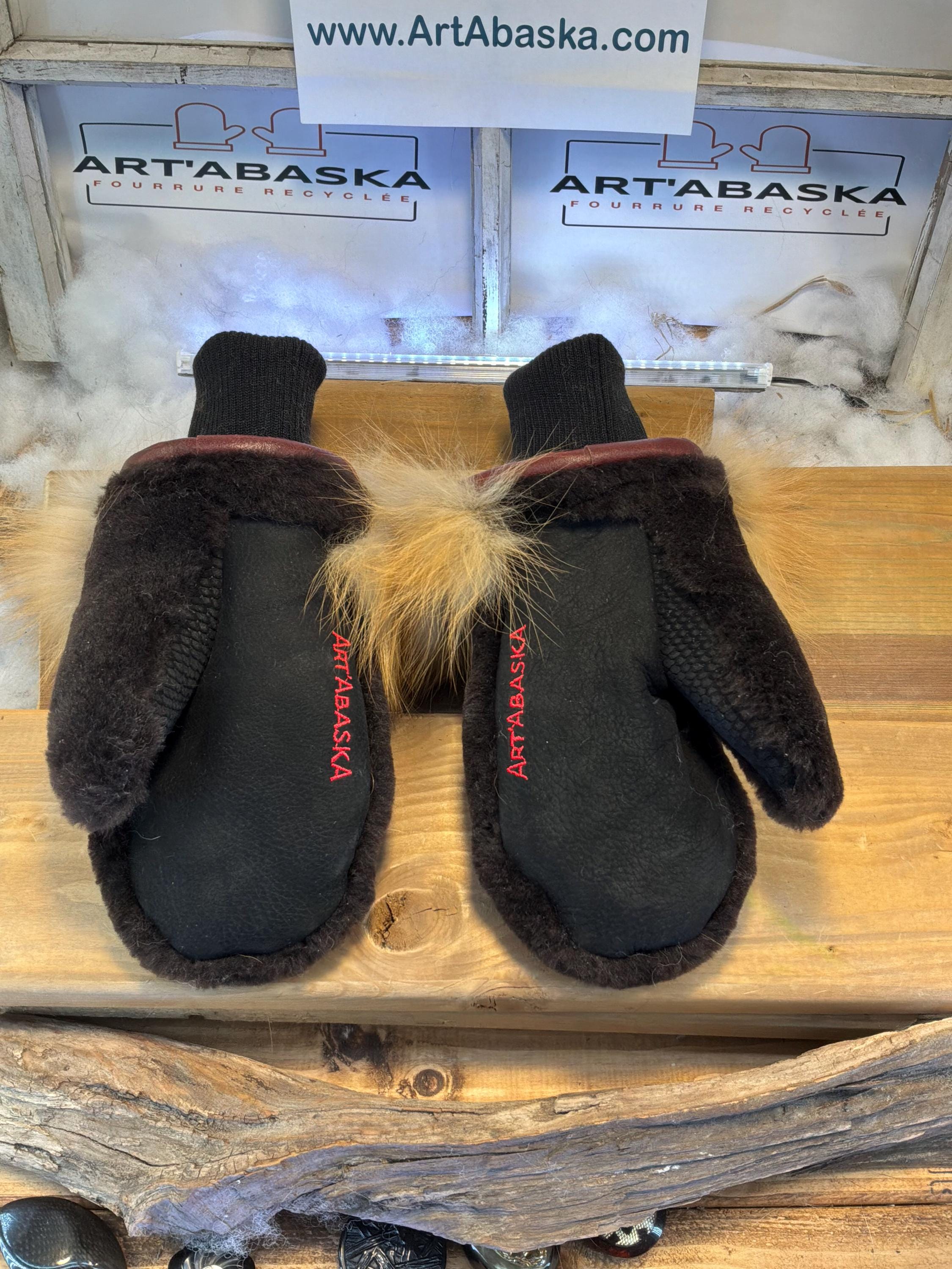 Mitaines de ville Aline Medium  en fourrure recyclée – Faites à la main au Québec – Légères, élégantes, confort urbain – ArtAbaska