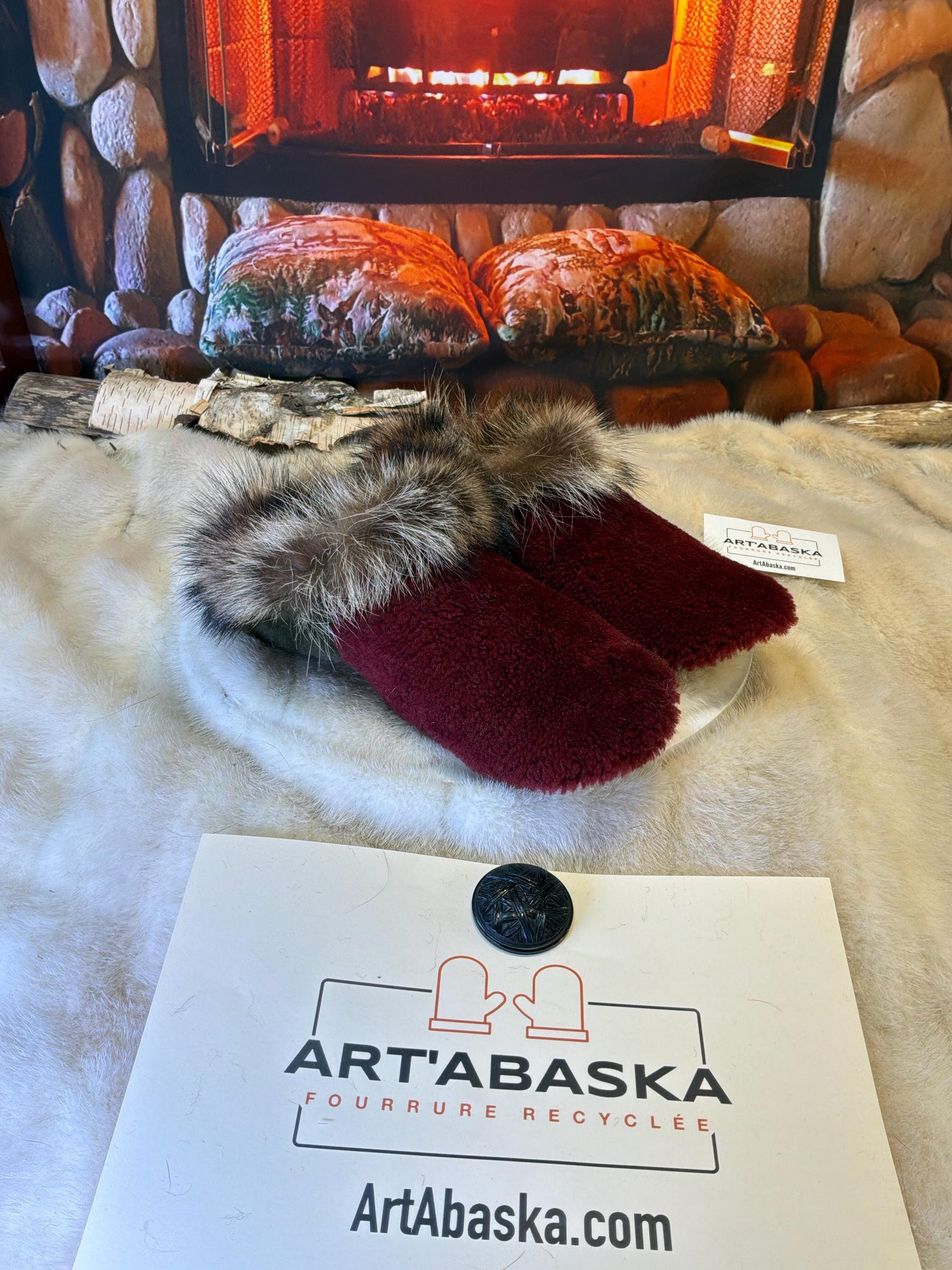 Slipper Yvette pointure 6 femme – Sherling italien & cuir recyclé, pièce unique faite à la main au Québec