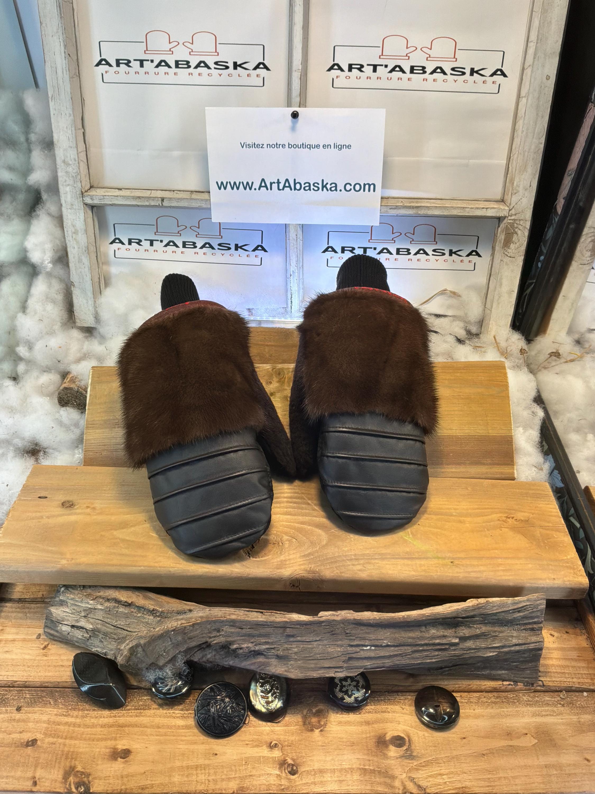 Mitaines de ville X-Large Alice en fourrure recyclée – Faites à la main au Québec – Légères, élégantes, confort urbain – ArtAbaska