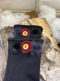Gants de Ville ornés de vraie fourrure cousue au poignet avec bouton décoratif. SMALL