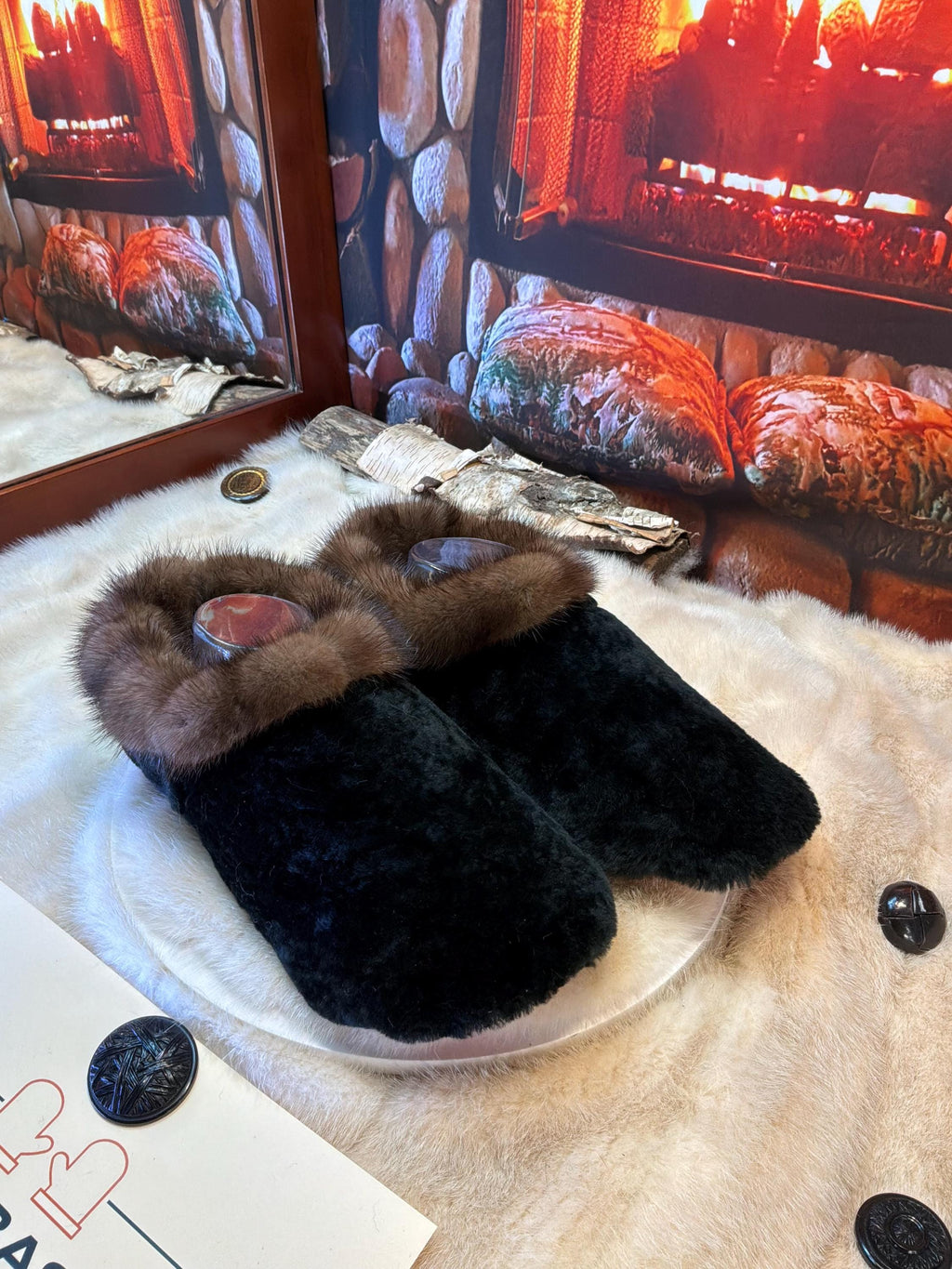 Slipper Clara pointure 9 Homme / 11 femme– Sherling italien & cuir recyclé, pièce unique faite à la main au Québec