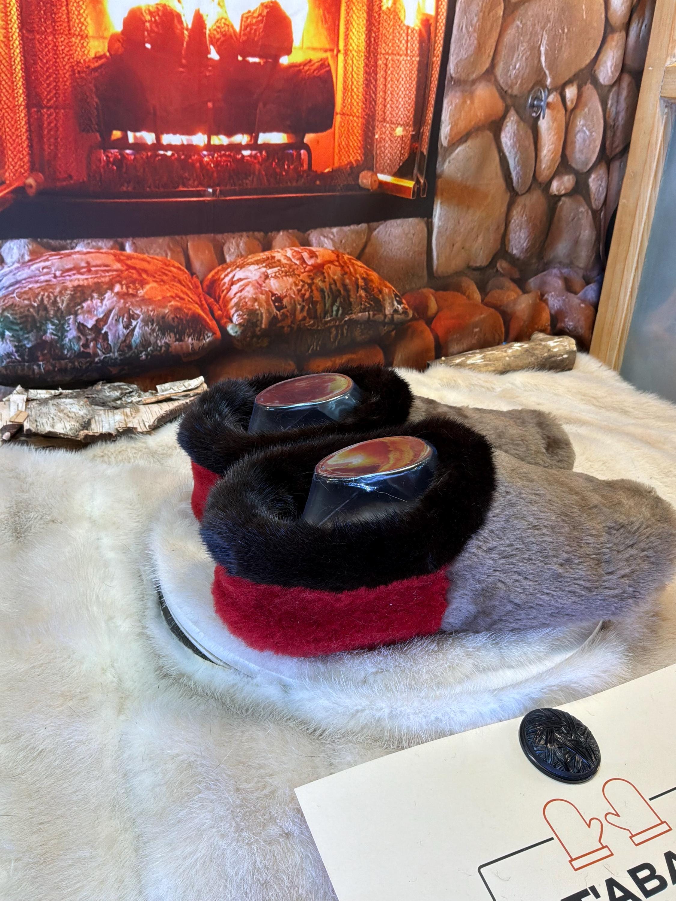 Slipper Luce pointure 9 Homme / 11 Femme– Sherling italien & cuir recyclé, pièce unique faite à la main au Québec