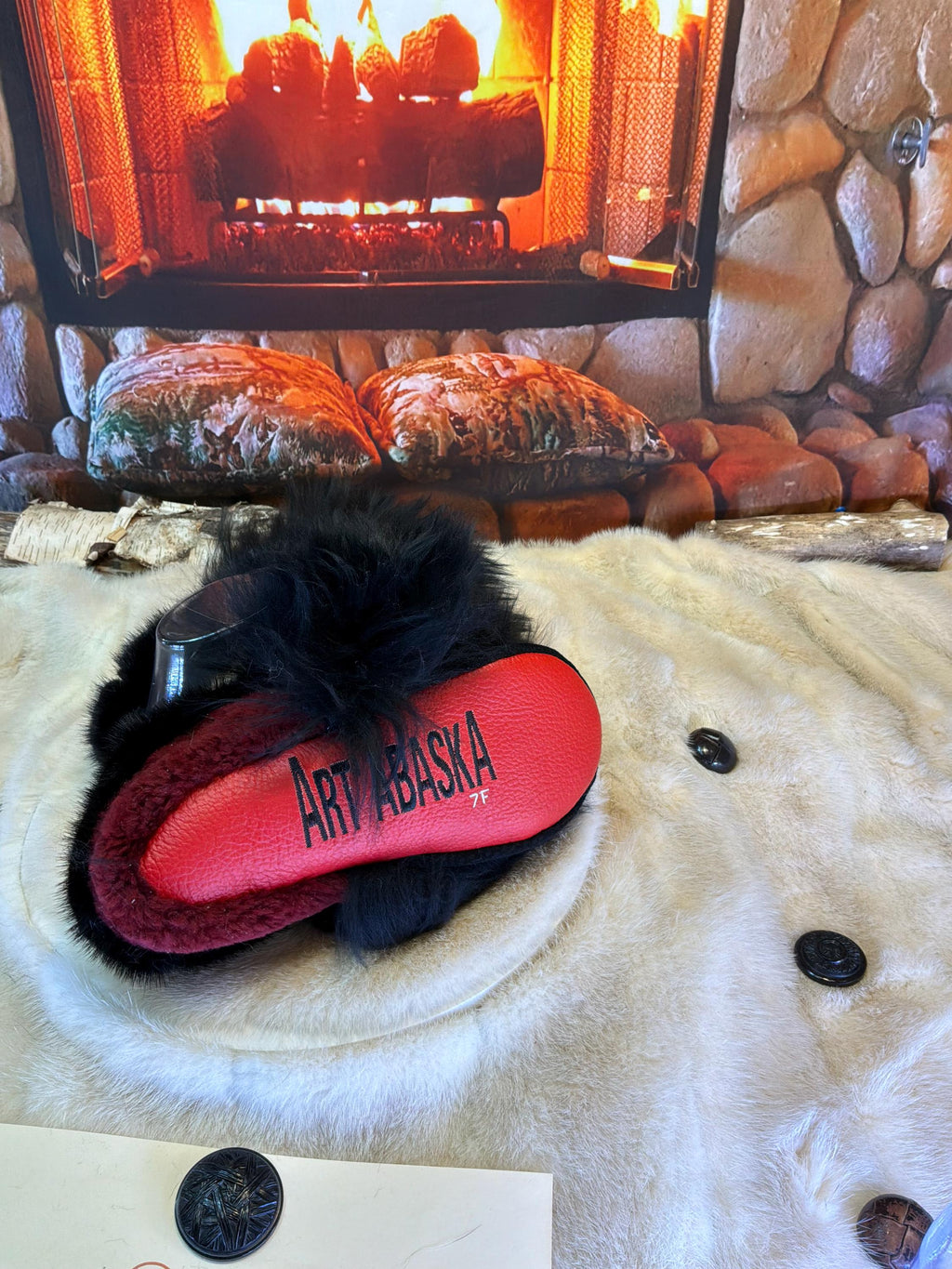 Slipper Doris pointure 7 femme – Sherling italien & cuir recyclé, pièce unique faite à la main au Québec