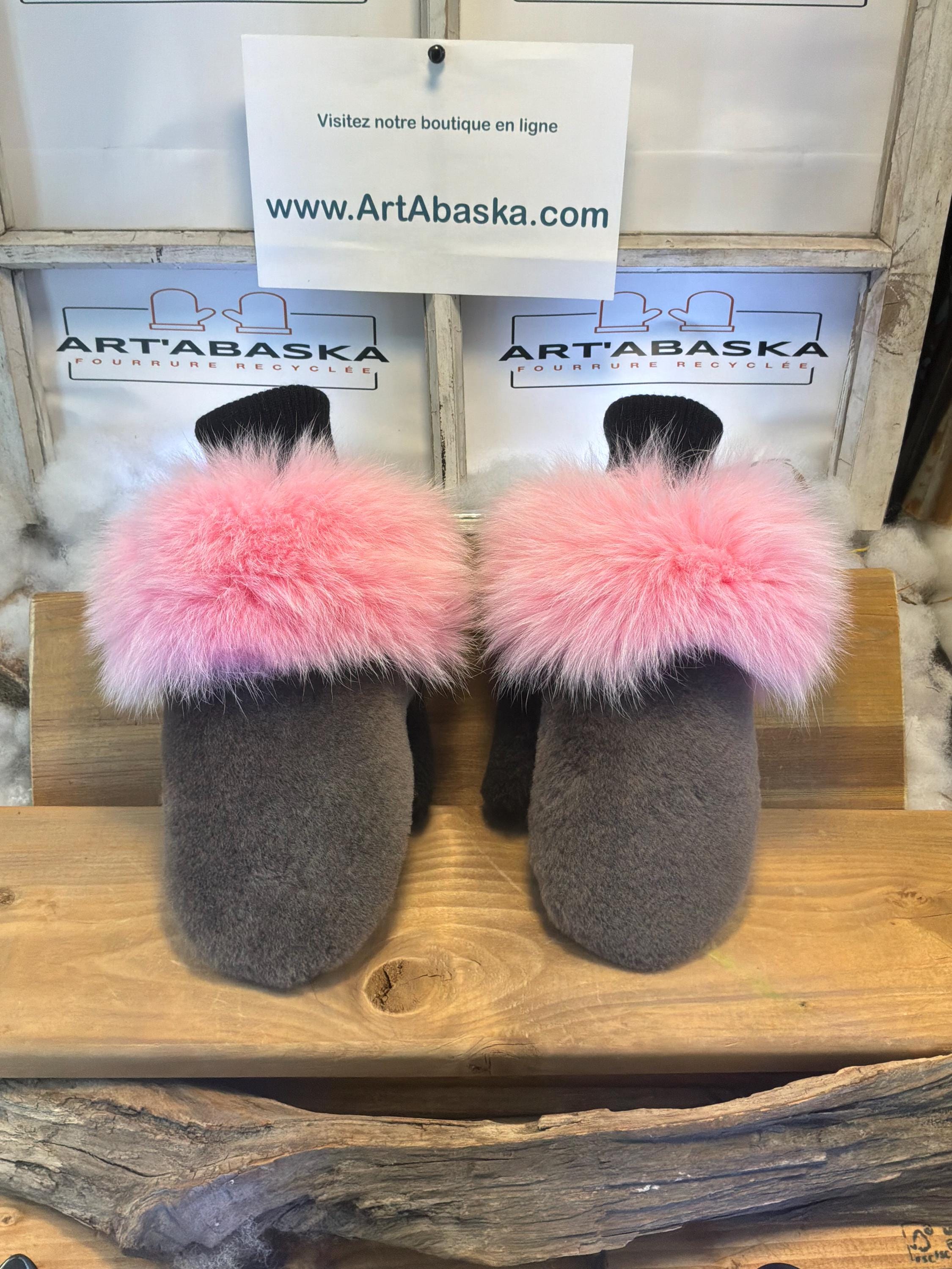 Mitaines de ville Small Monique en fourrure recyclée – Faites à la main au Québec – Légères, élégantes, confort urbain – ArtAbaska