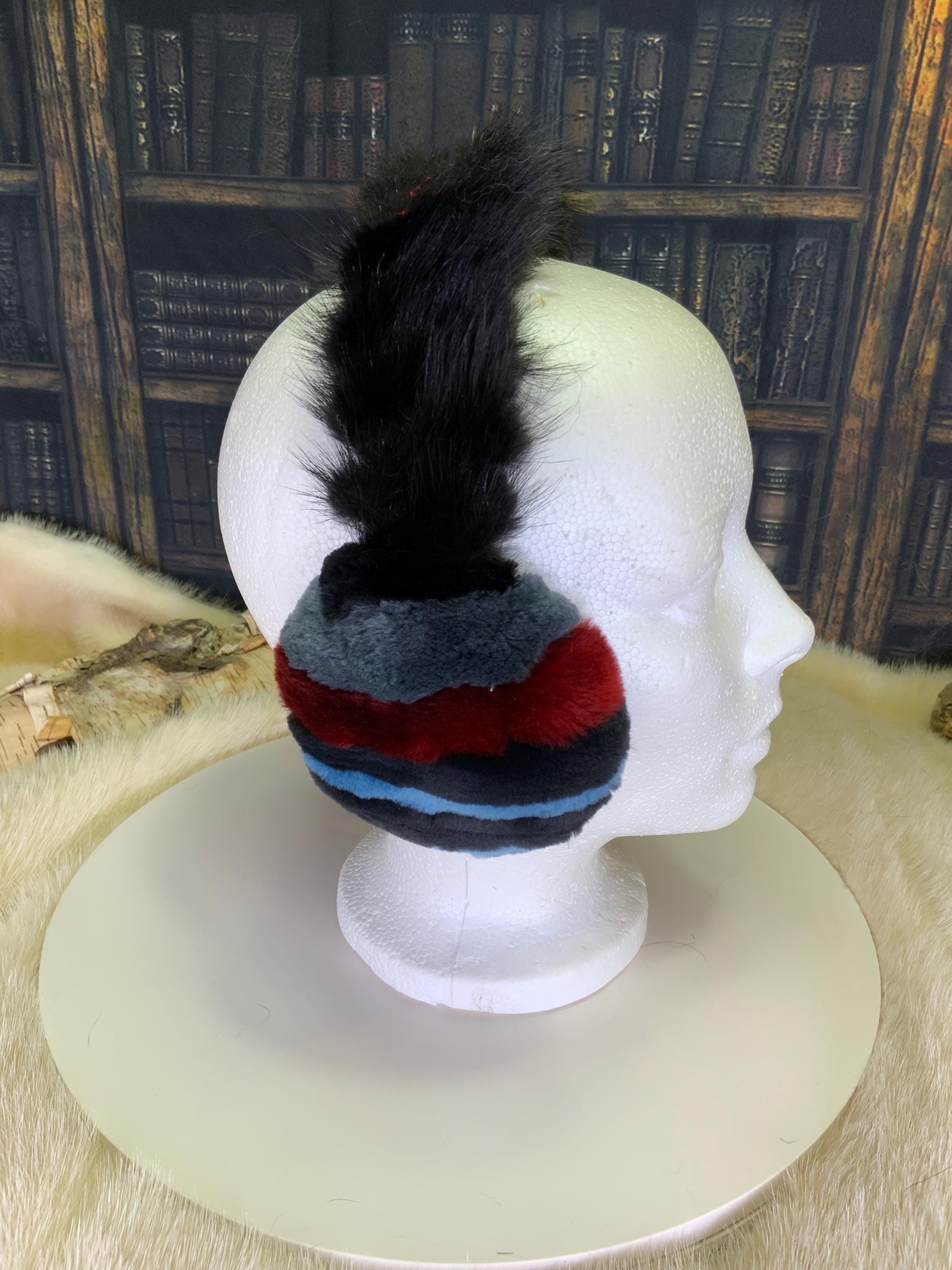 Cache-Oreilles tout en fourrure recyclée Édition Lannières cousues une à une