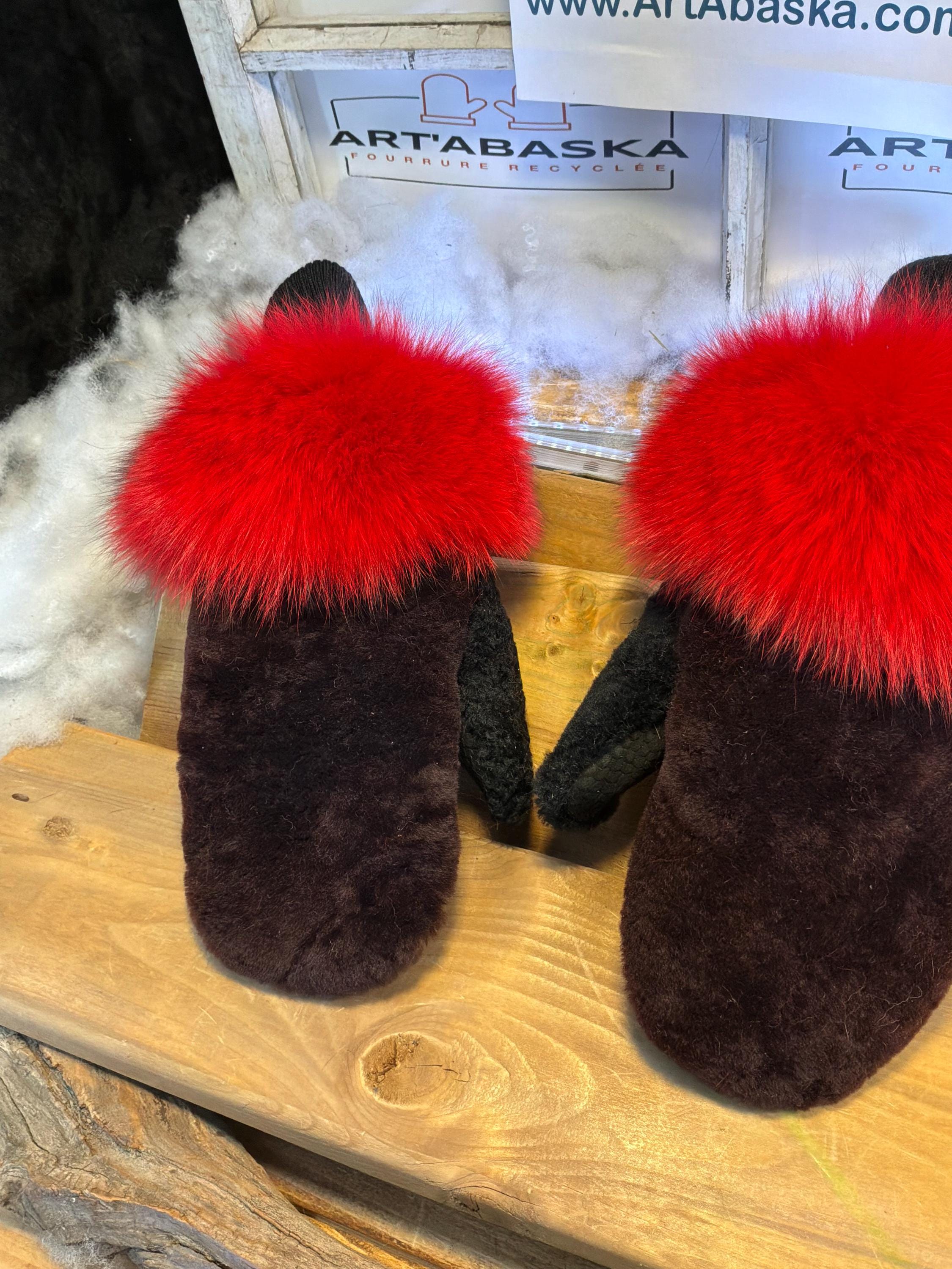 Mitaines de ville Large Rita en fourrure recyclée – Faites à la main au Québec – Légères, élégantes, confort urbain – ArtAbaska