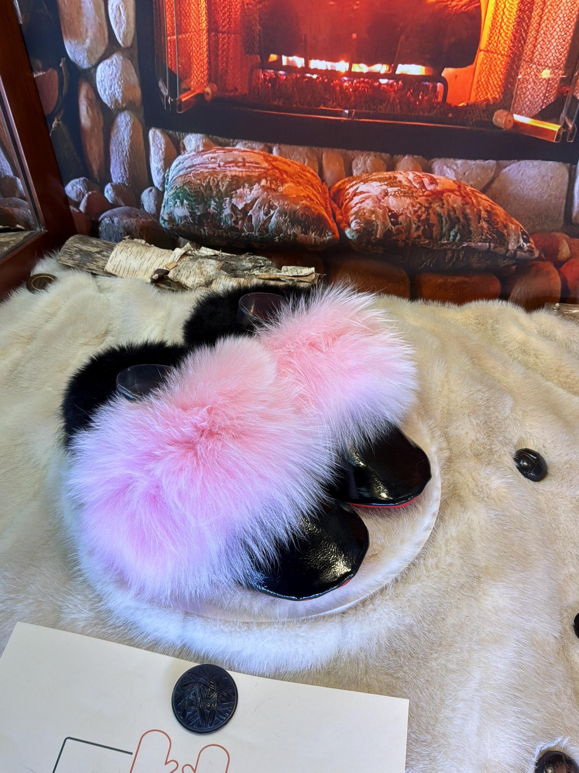 Slipper Fidélia pointure 8 femme – Sherling italien & cuir recyclé, pièce unique faite à la main au Québec