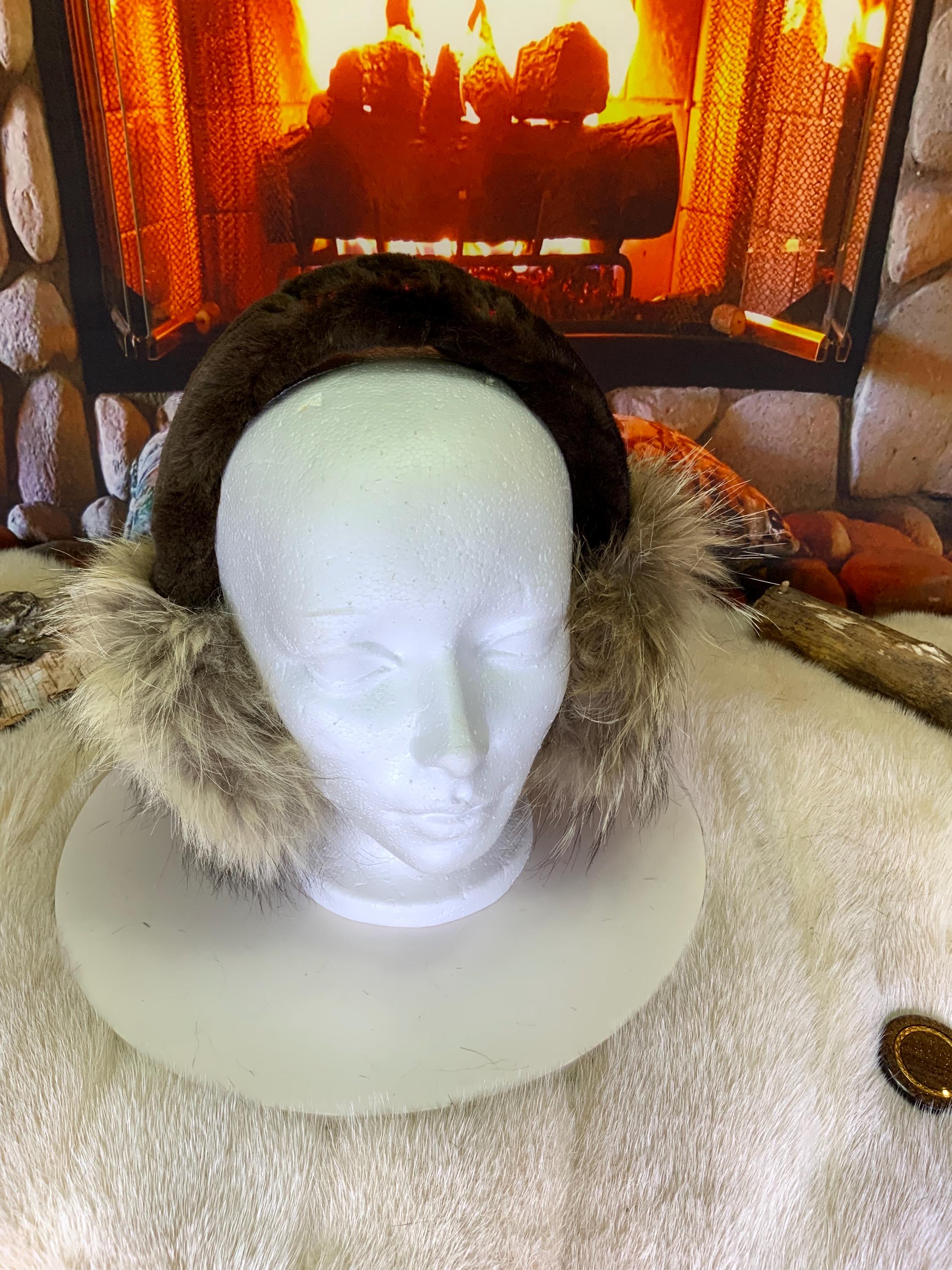 Cache-Oreilles tout en fourrure recyclée édition Coyote naturel