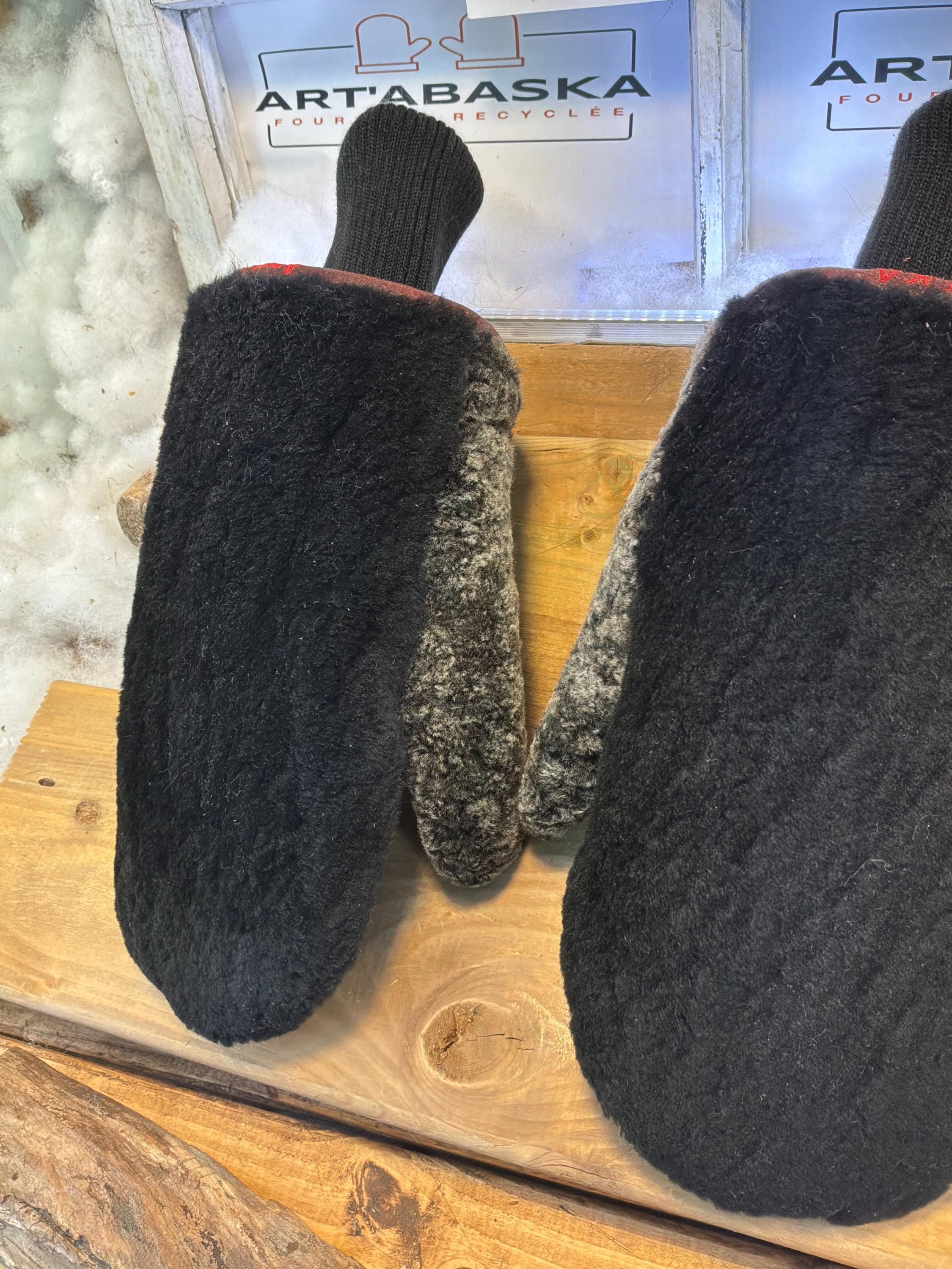Mitaines de ville X-Large Irène en fourrure recyclée – Faites à la main au Québec – Légères, élégantes, confort urbain – ArtAbaska