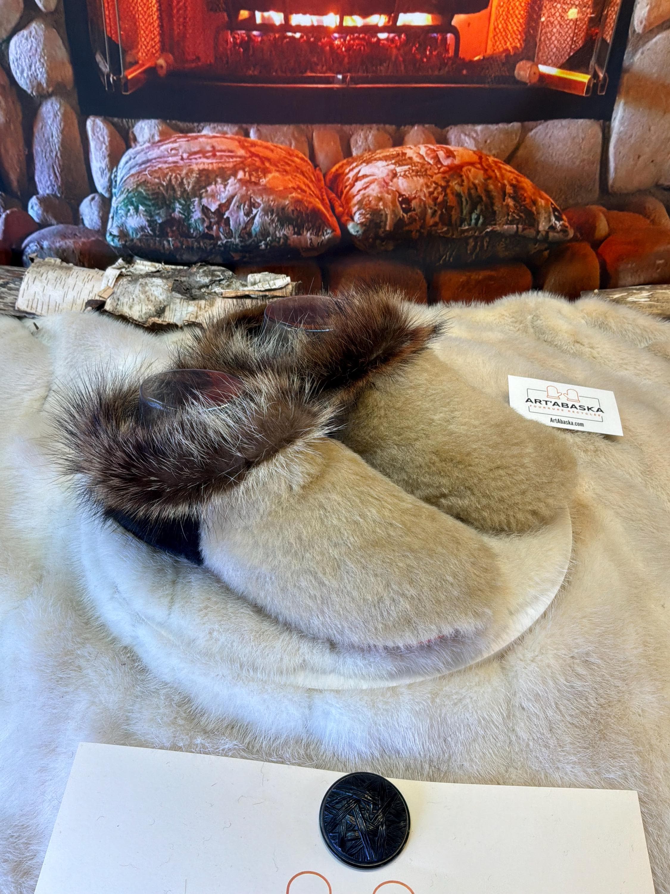 Slipper Palmira pointure 6 femme – Sherling italien & cuir recyclé, pièce unique faite à la main au Québec