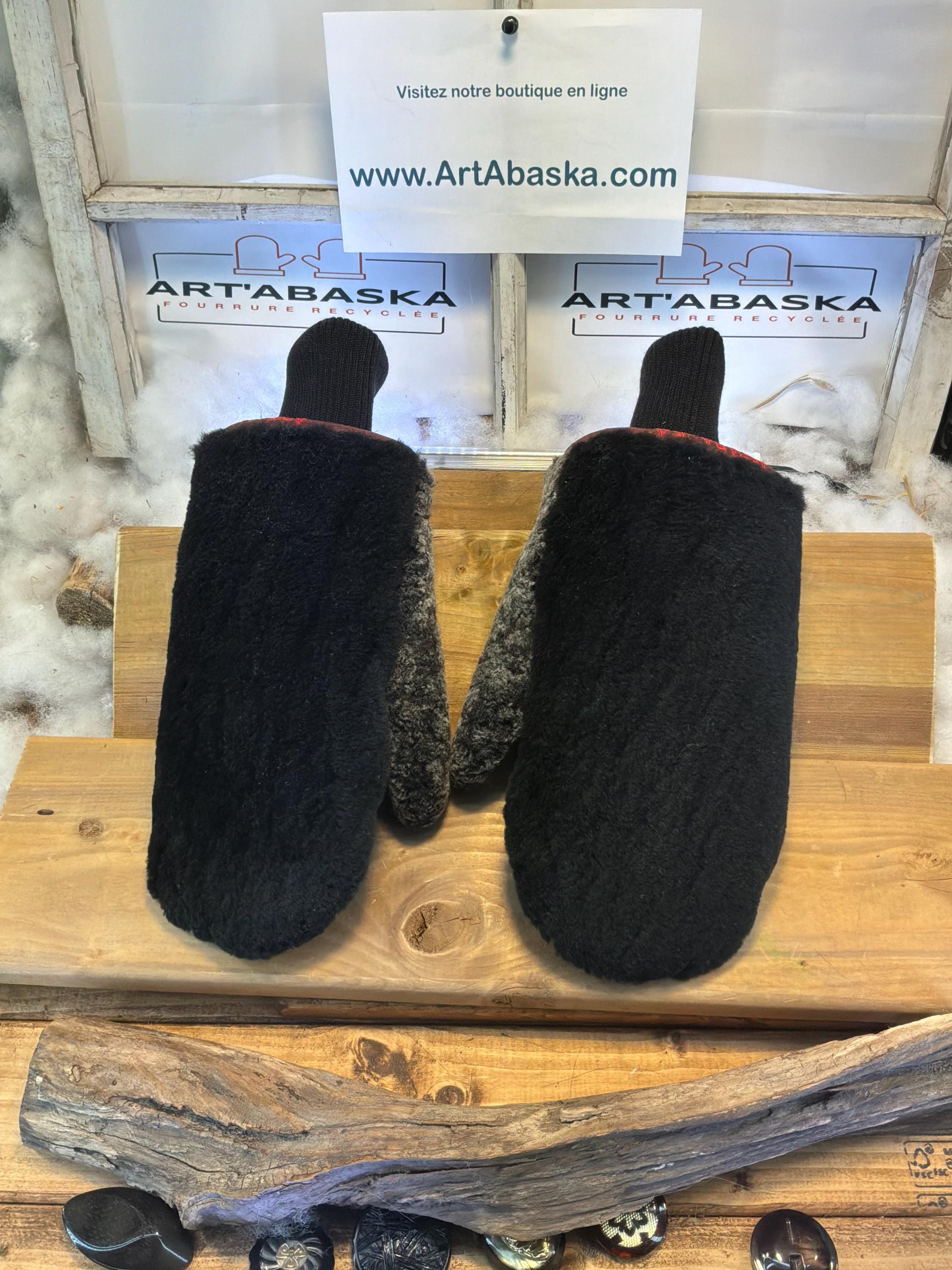 Mitaines de ville X-Large Irène en fourrure recyclée – Faites à la main au Québec – Légères, élégantes, confort urbain – ArtAbaska