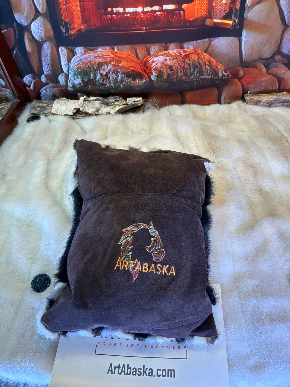 Coussin décoratif Jeannine en fourrure recyclée en Vison