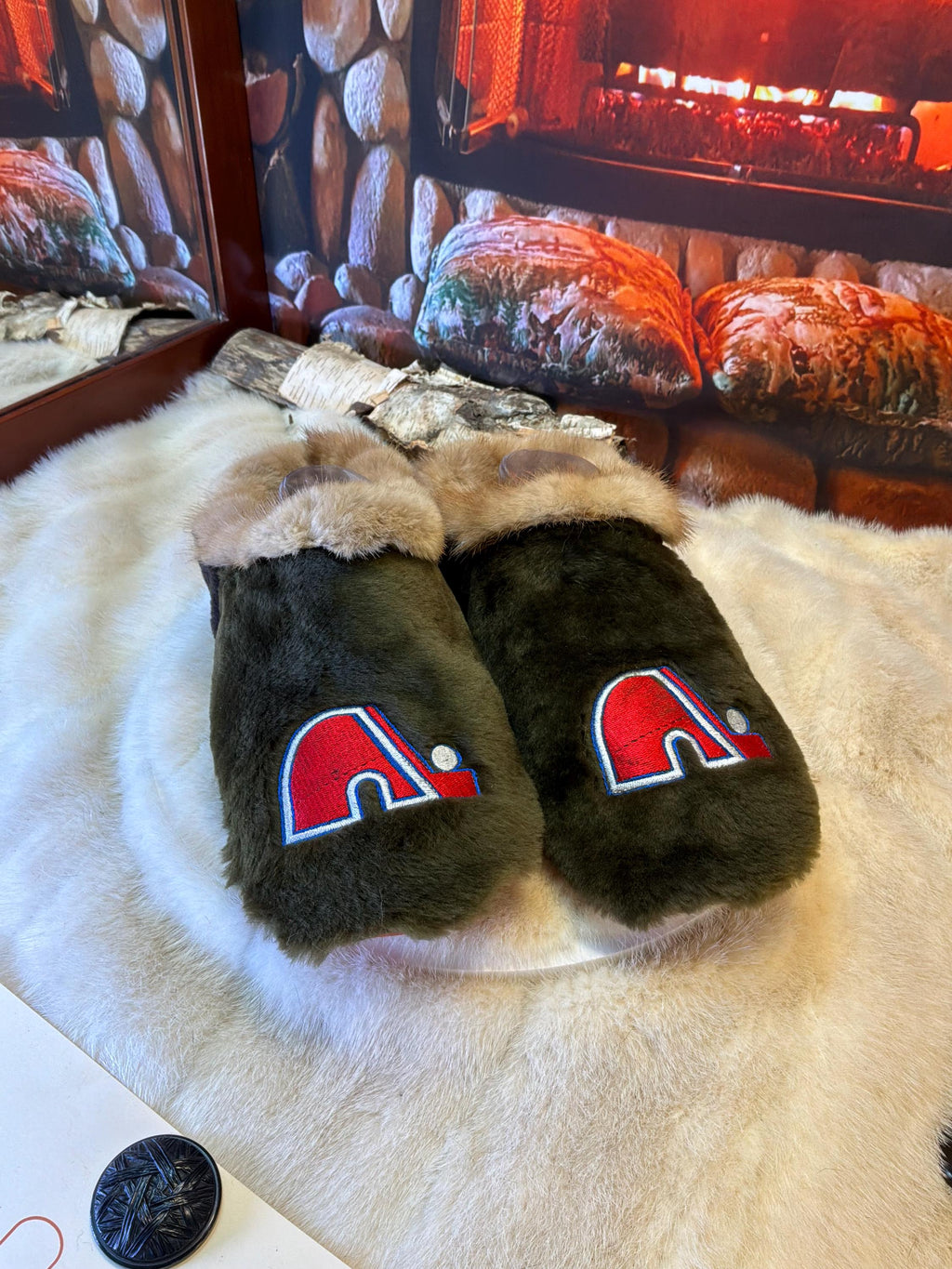 Slipper  Jeanne pointure 11 Homme Edition Nordiques – Sherling italien & cuir recyclé, pièce unique faite à la main au Québec