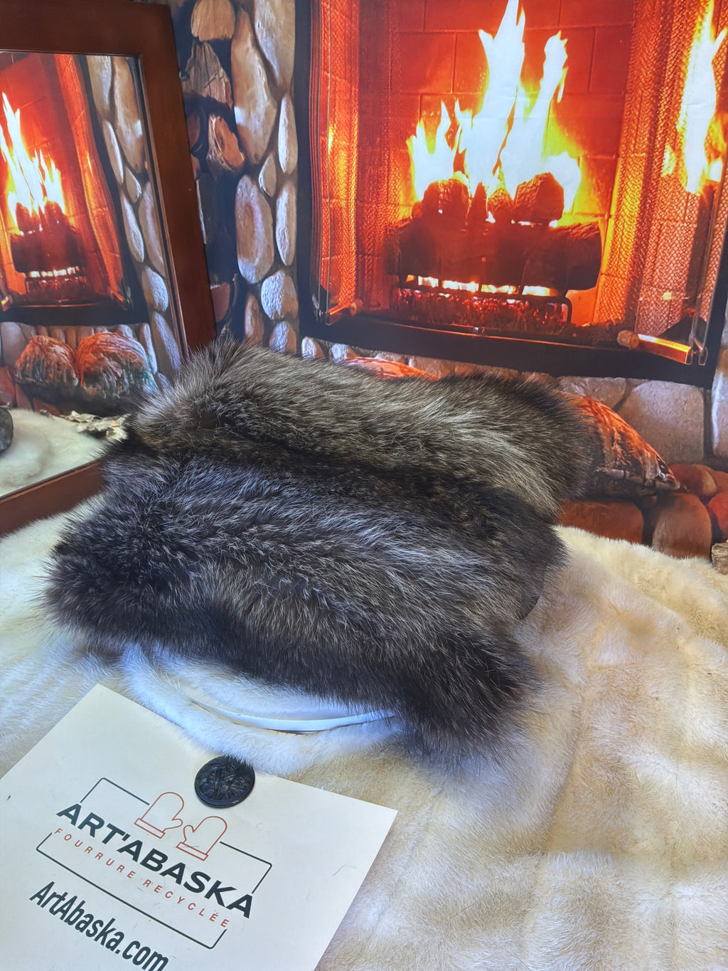 Linda decorative cushion in recycled faux fur by Chat Sauvage