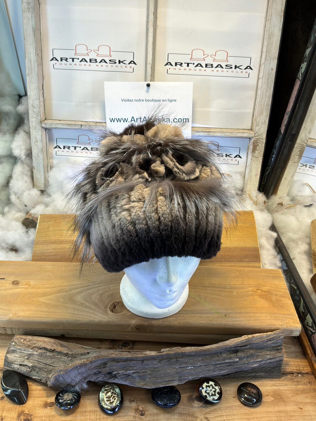 Tuque en fourrure recyclée