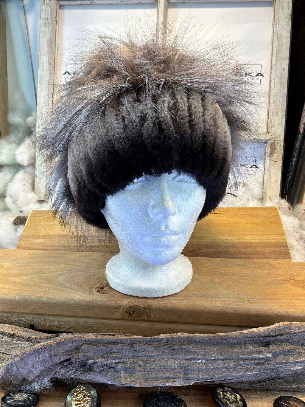 Tuque en fourrure recyclée