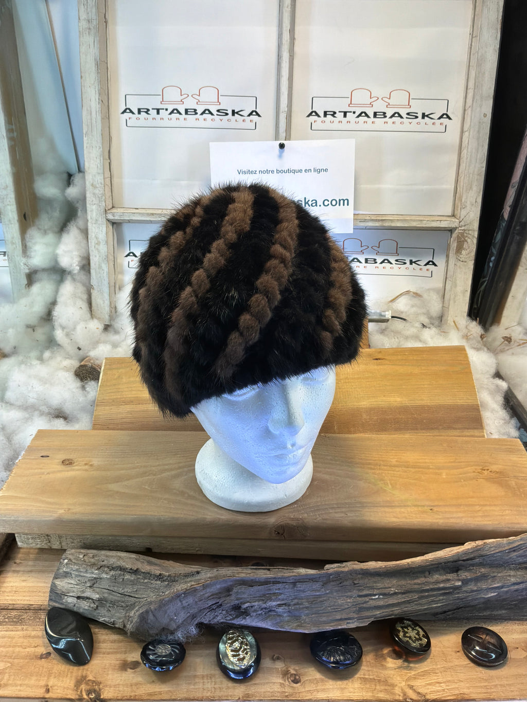 Tuque en fourrure recyclée vison