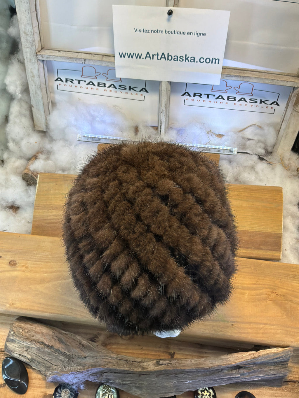 Tuque en fourrure de Vison recyclée