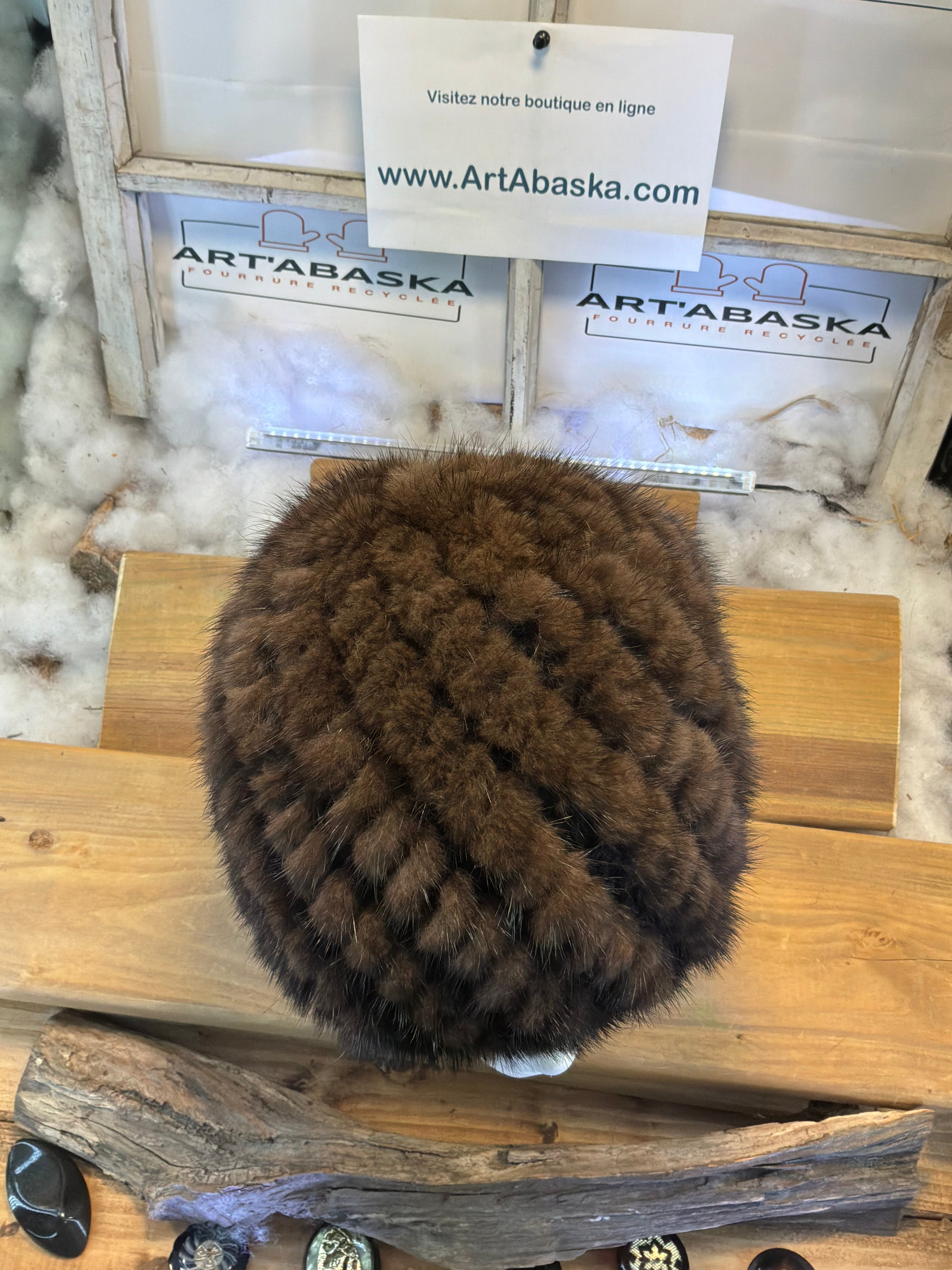 Tuque en fourrure de Vison recyclée