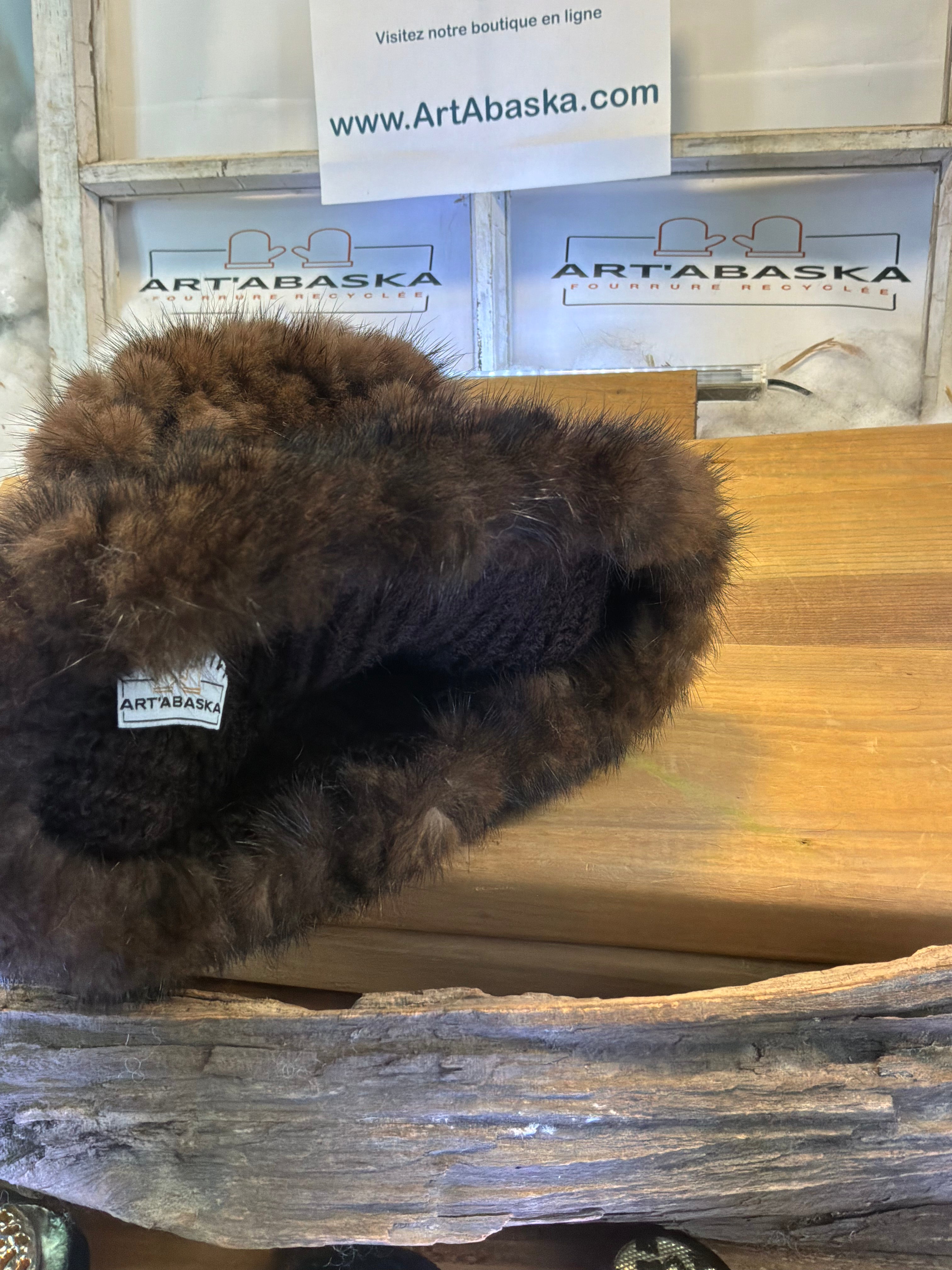 Tuque en fourrure de Vison recyclée