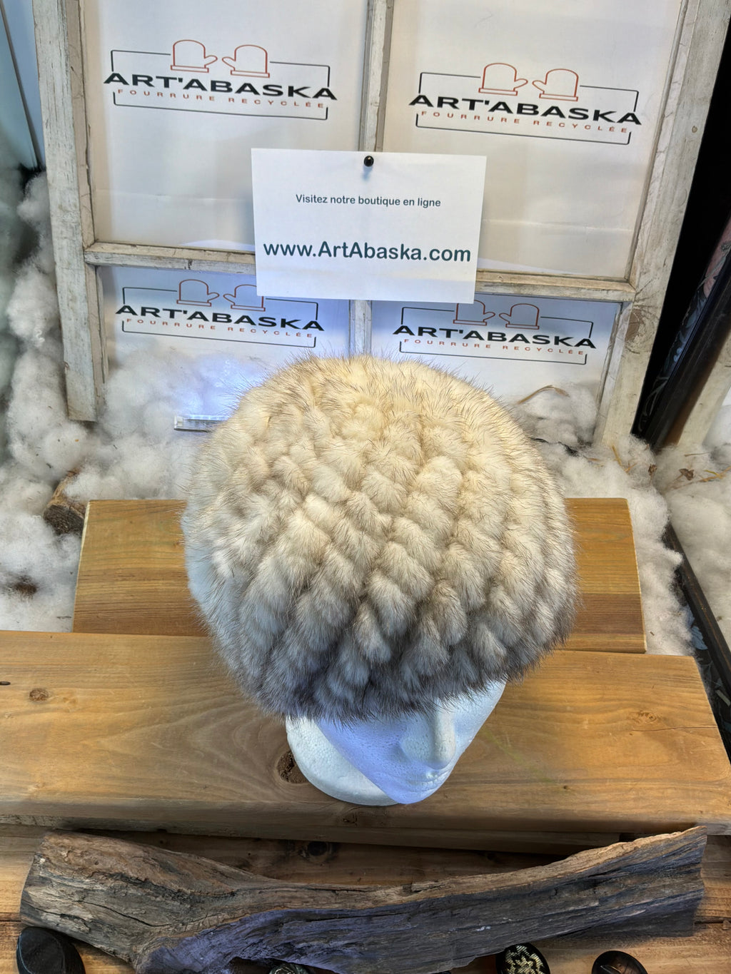 Tuque en fourrure de Vison recyclée