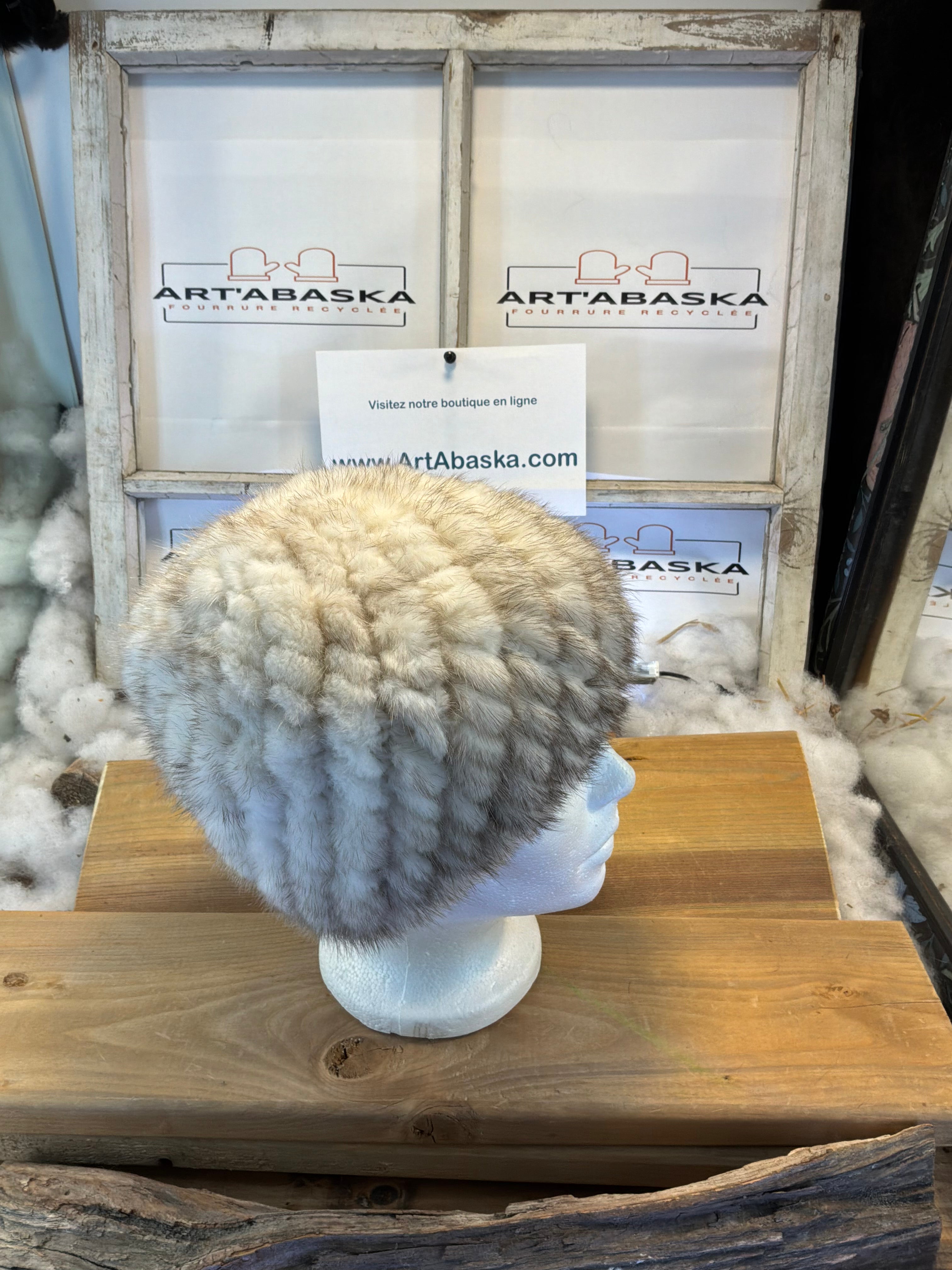 Tuque en fourrure de Vison recyclée