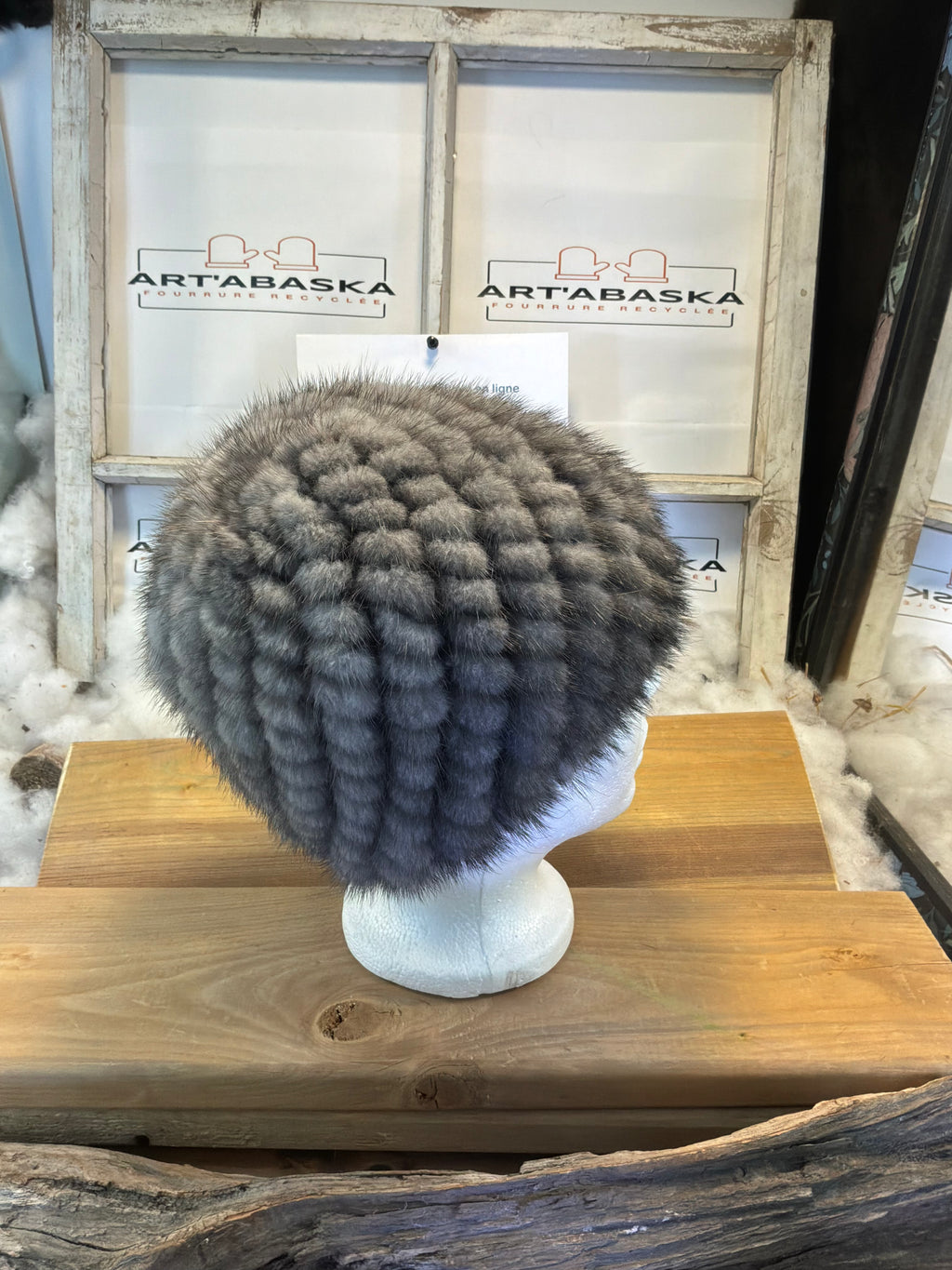 Tuque en fourrure de Vison recyclée
