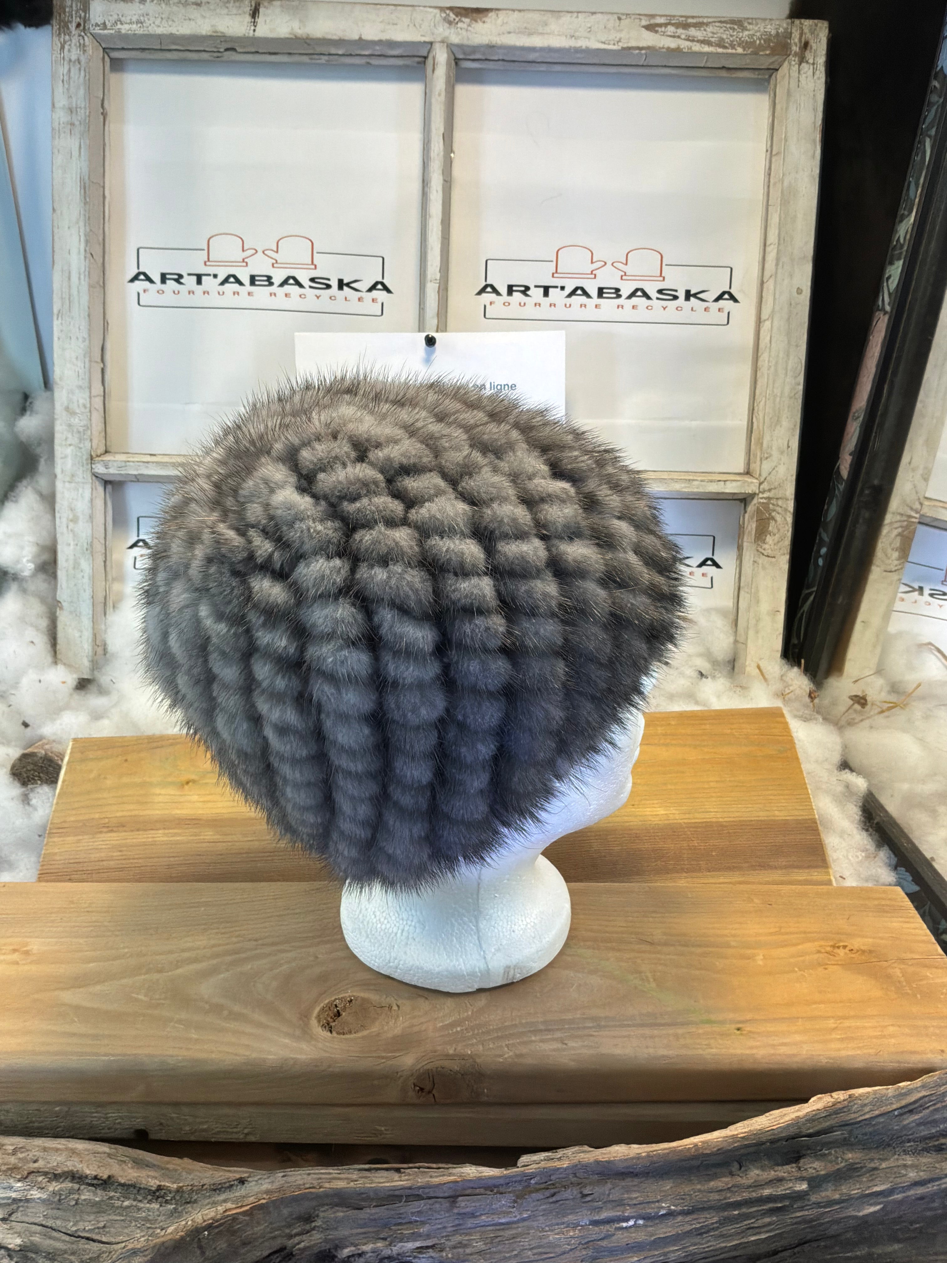 Tuque en fourrure de Vison recyclée