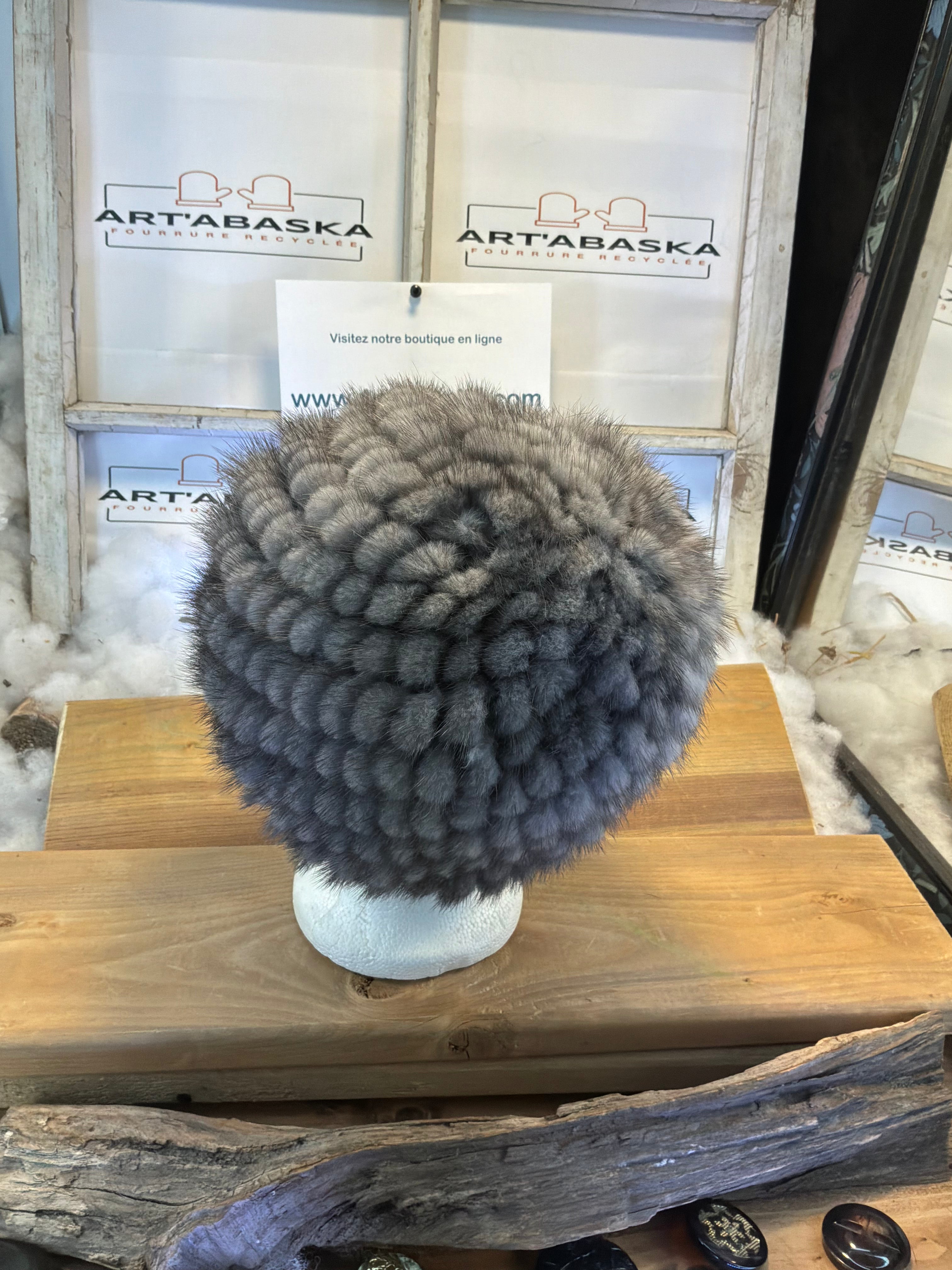 Tuque en fourrure de Vison recyclée